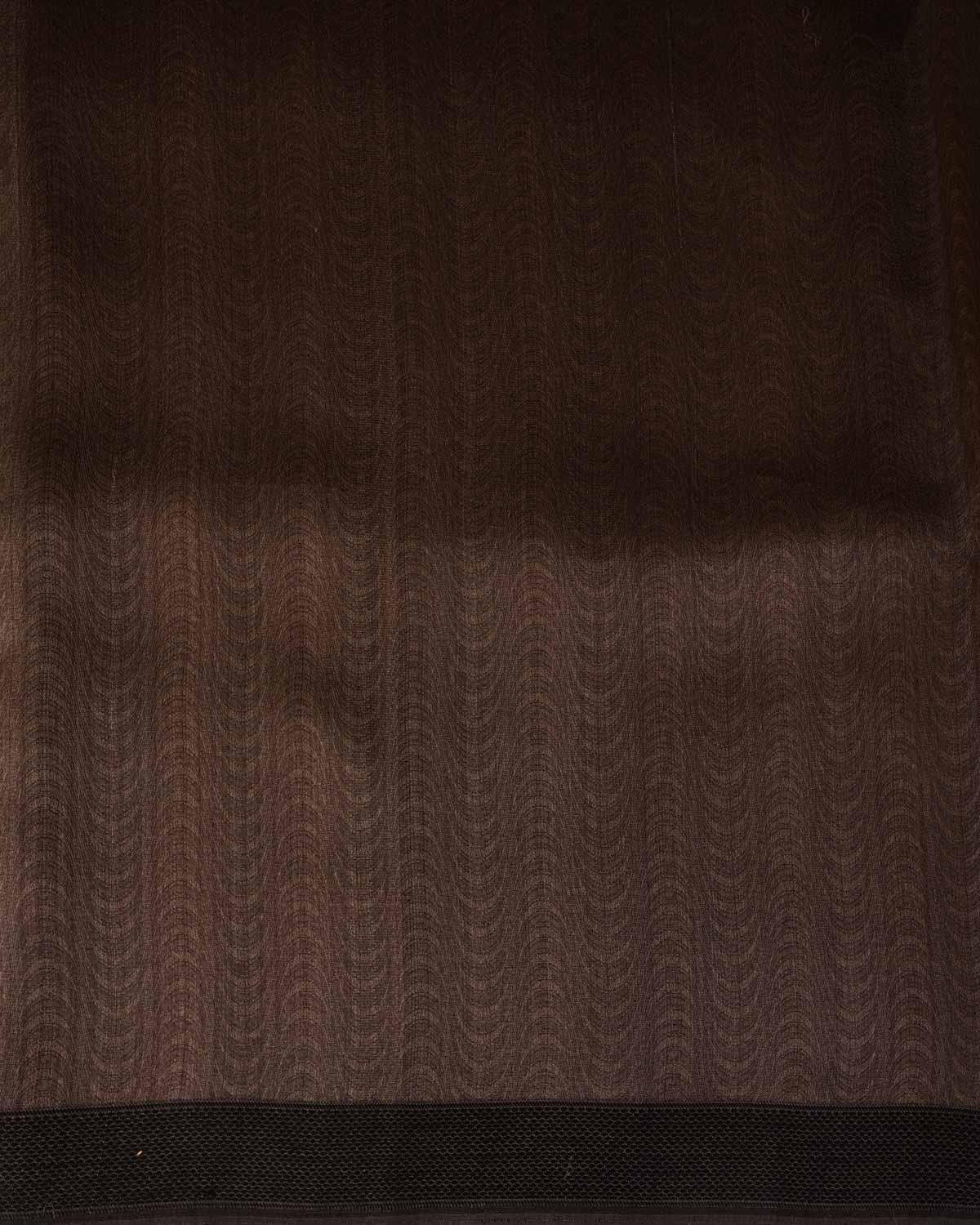 Brown WATERMARK Illusion Waves Tanchoi Handwoven Kora Silk Banarasi Saree-HolyWeaves