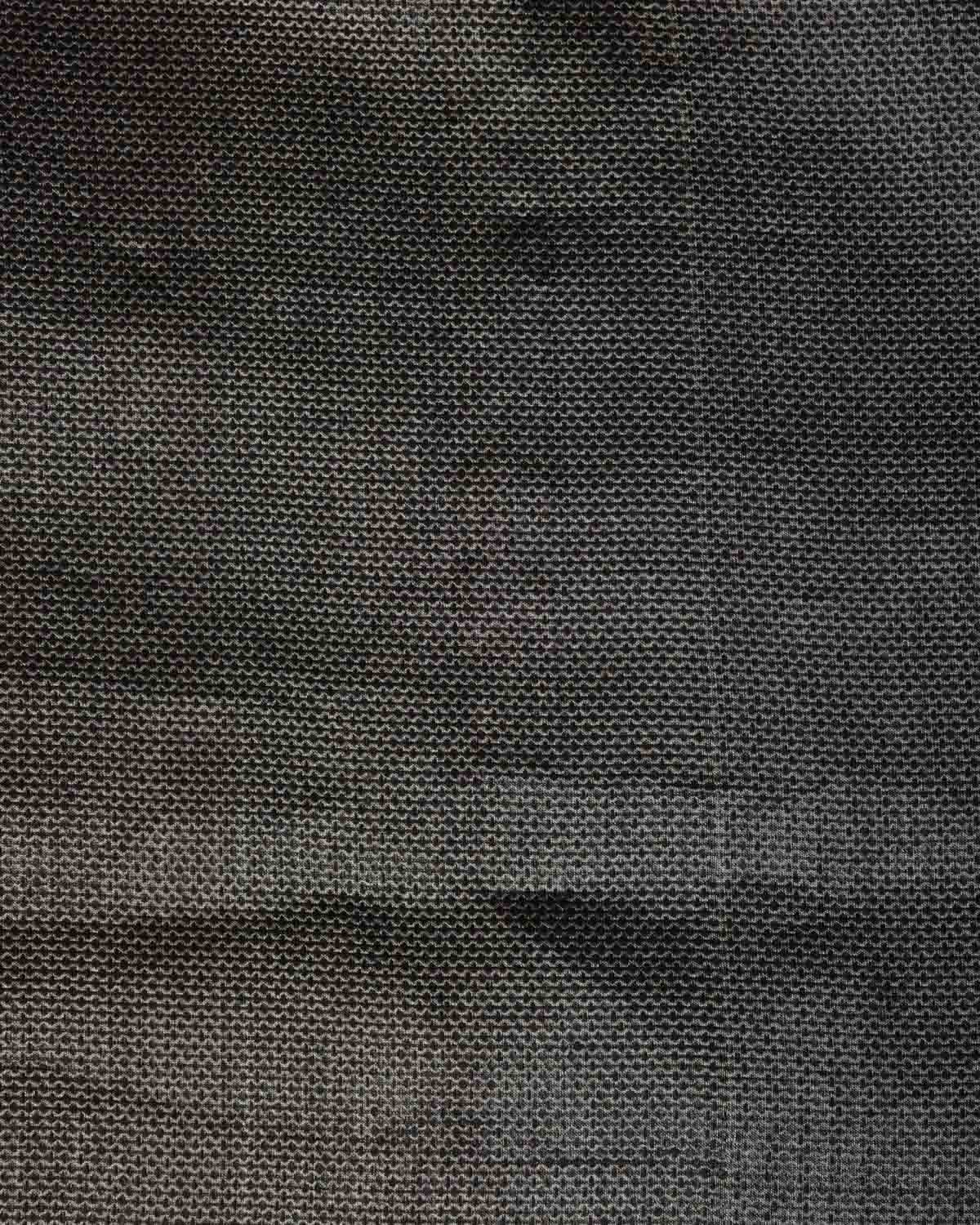 Metallic Silver Gray WATERMARK Diagonal Stripes Tanchoi Handwoven Kora Silk Banarasi Saree-HolyWeaves