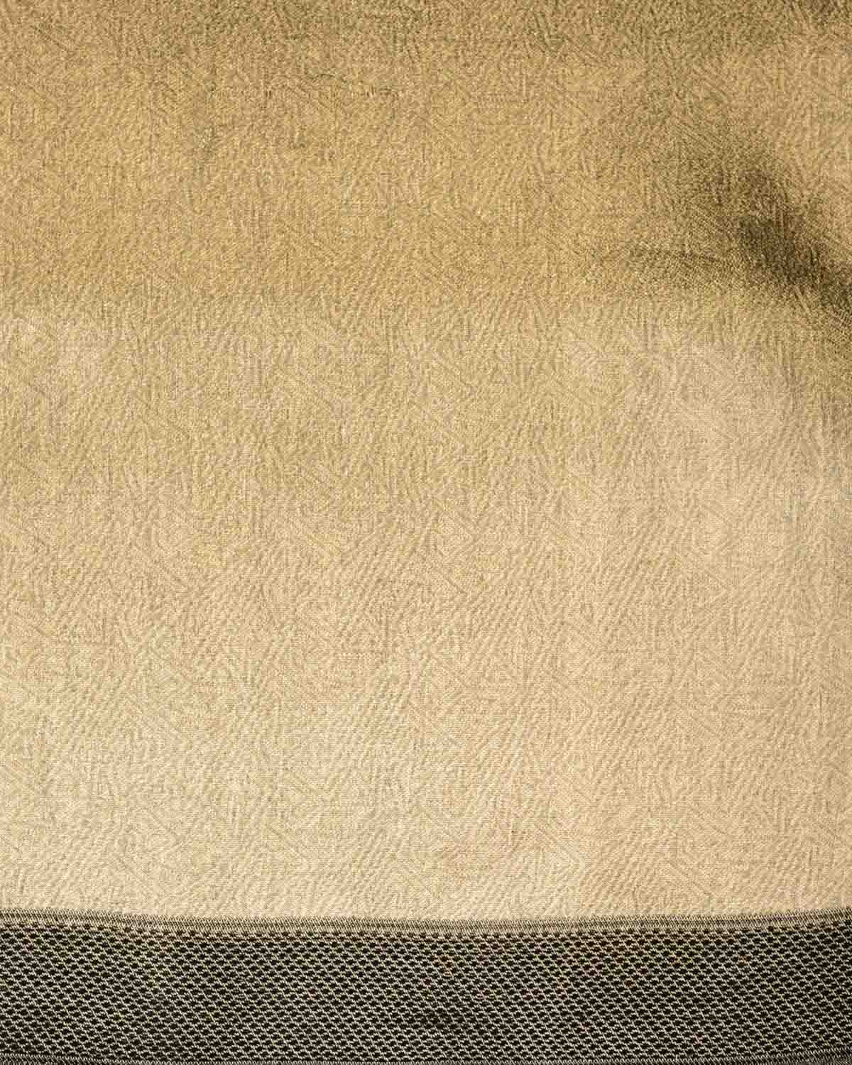 Metallic Gold WATERMARK Abstract Geometry Brocade Handwoven Kora Silk Banarasi Saree-HolyWeaves