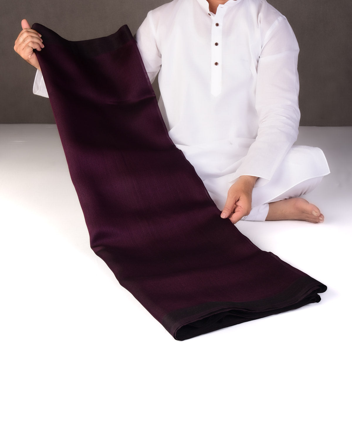 Purple WATERMARK Abstract Geometry Brocade Handwoven Kora Silk Banarasi Saree-HolyWeaves