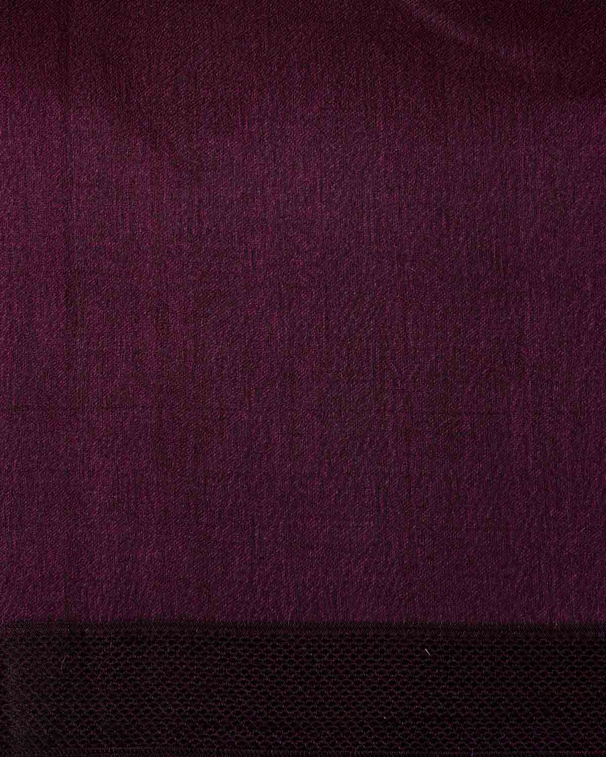 Purple WATERMARK Abstract Geometry Brocade Handwoven Kora Silk Banarasi Saree-HolyWeaves