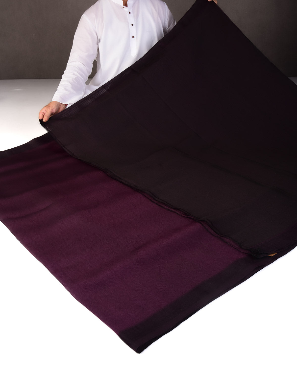 Purple WATERMARK Abstract Geometry Brocade Handwoven Kora Silk Banarasi Saree-HolyWeaves