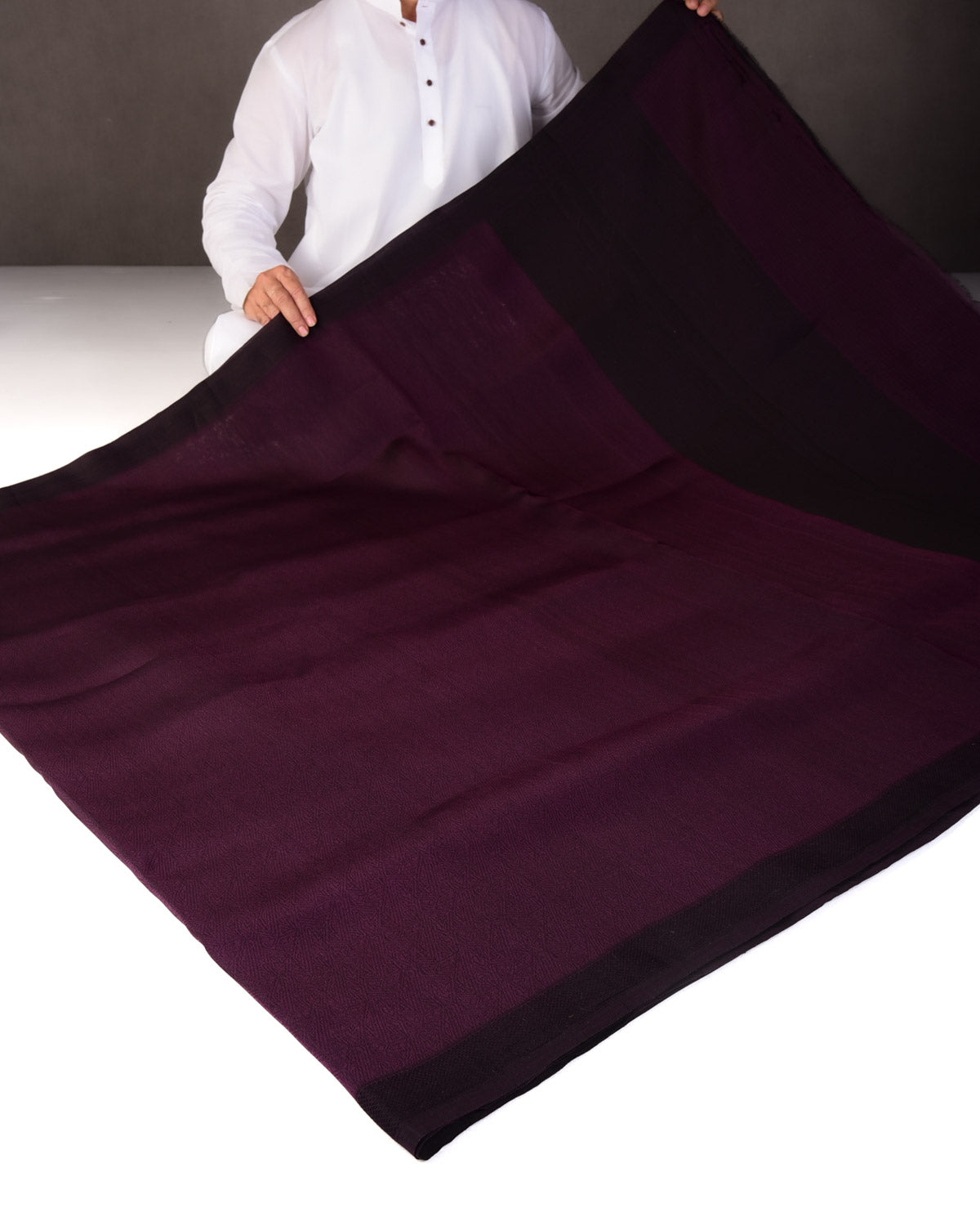 Purple WATERMARK Abstract Geometry Brocade Handwoven Kora Silk Banarasi Saree-HolyWeaves