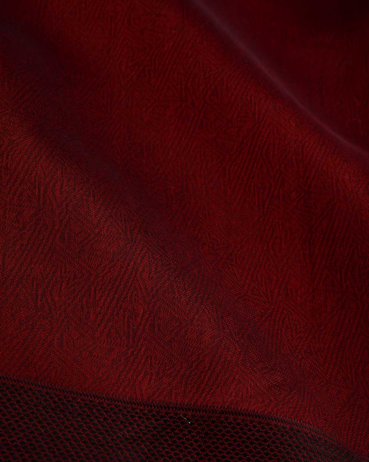 Maroon WATERMARK Abstract Geometry Tanchoi Handwoven Kora Silk Banarasi Saree-HolyWeaves