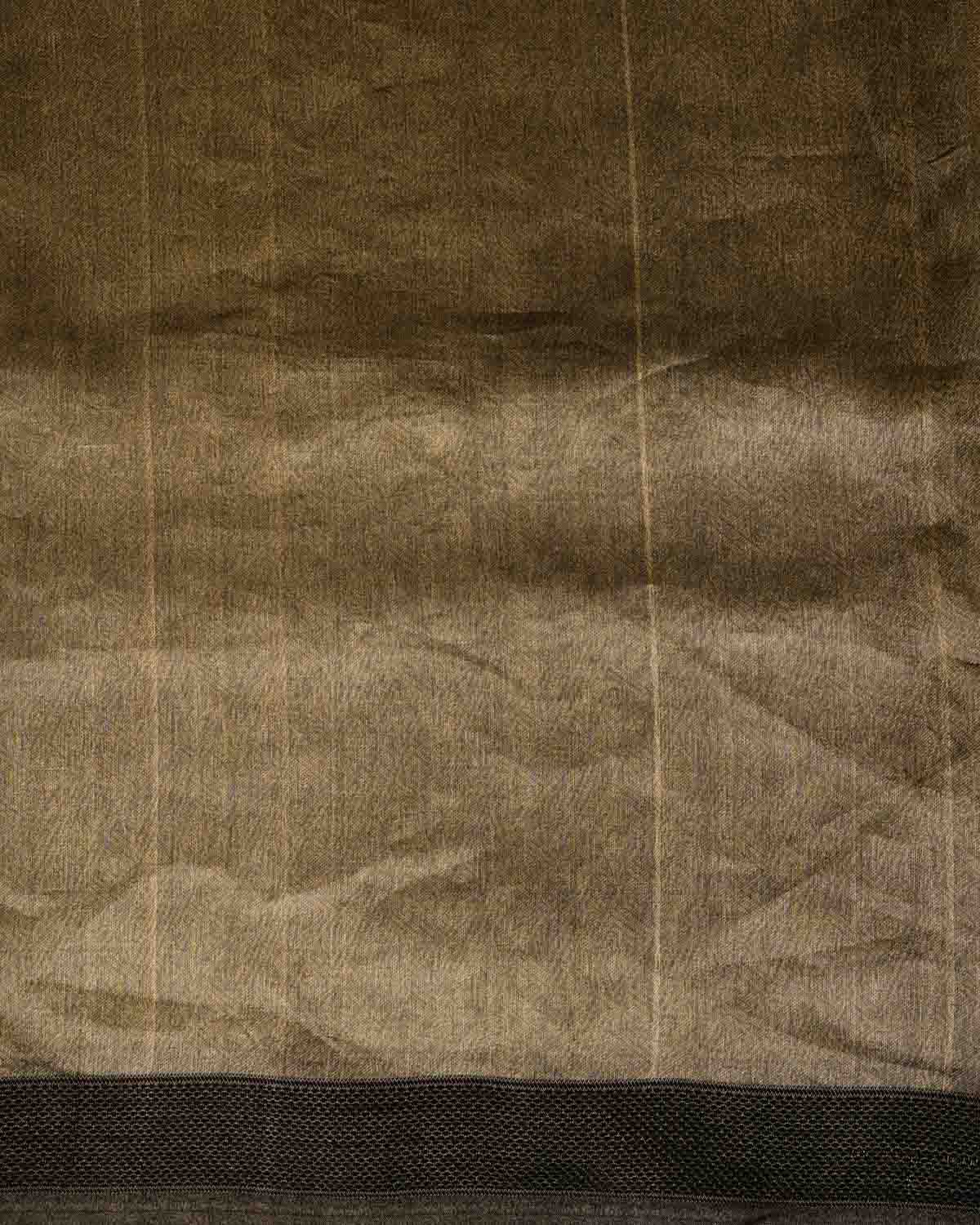Metallic Antique Gold WATERMARK Abstract Geometry Brocade Handwoven Kora Tissue Banarasi Saree-HolyWeaves
