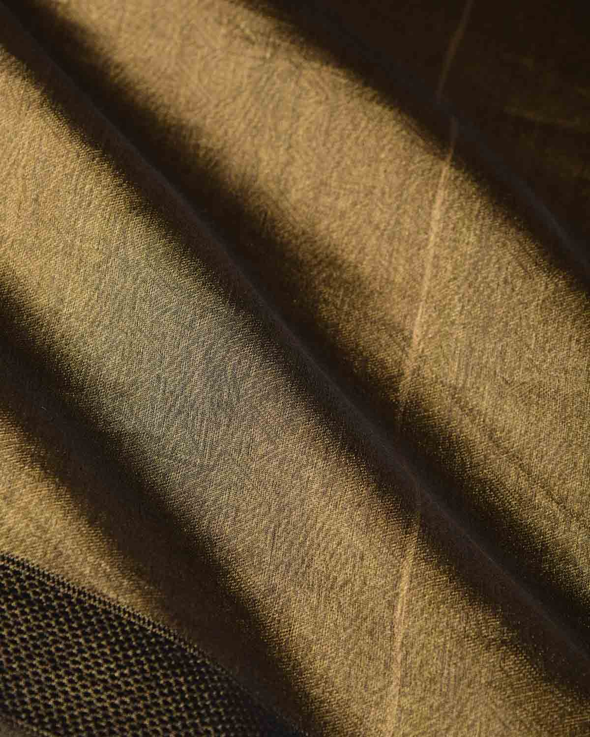 Metallic Antique Gold WATERMARK Abstract Geometry Brocade Handwoven Kora Tissue Banarasi Saree-HolyWeaves