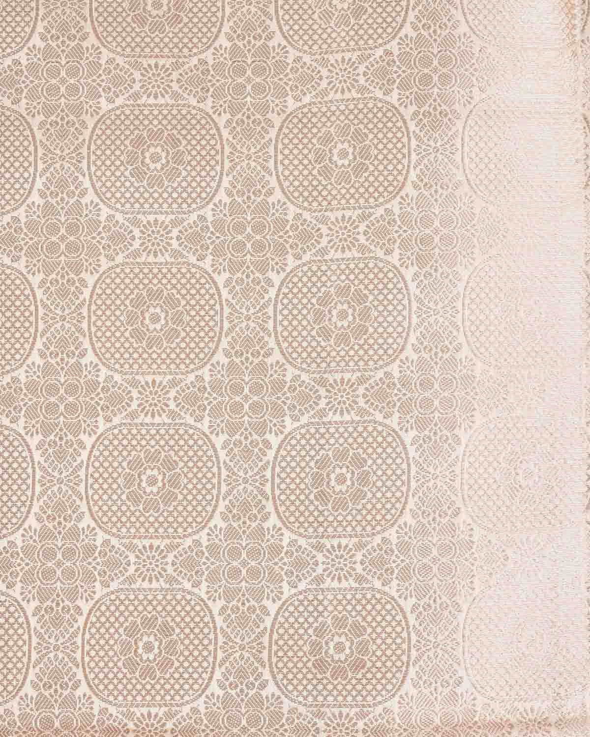 Metallic Gold 2-tone Zari Panels Cutwork Brocade Woven Kora Tissue Banarasi Saree-HolyWeaves
