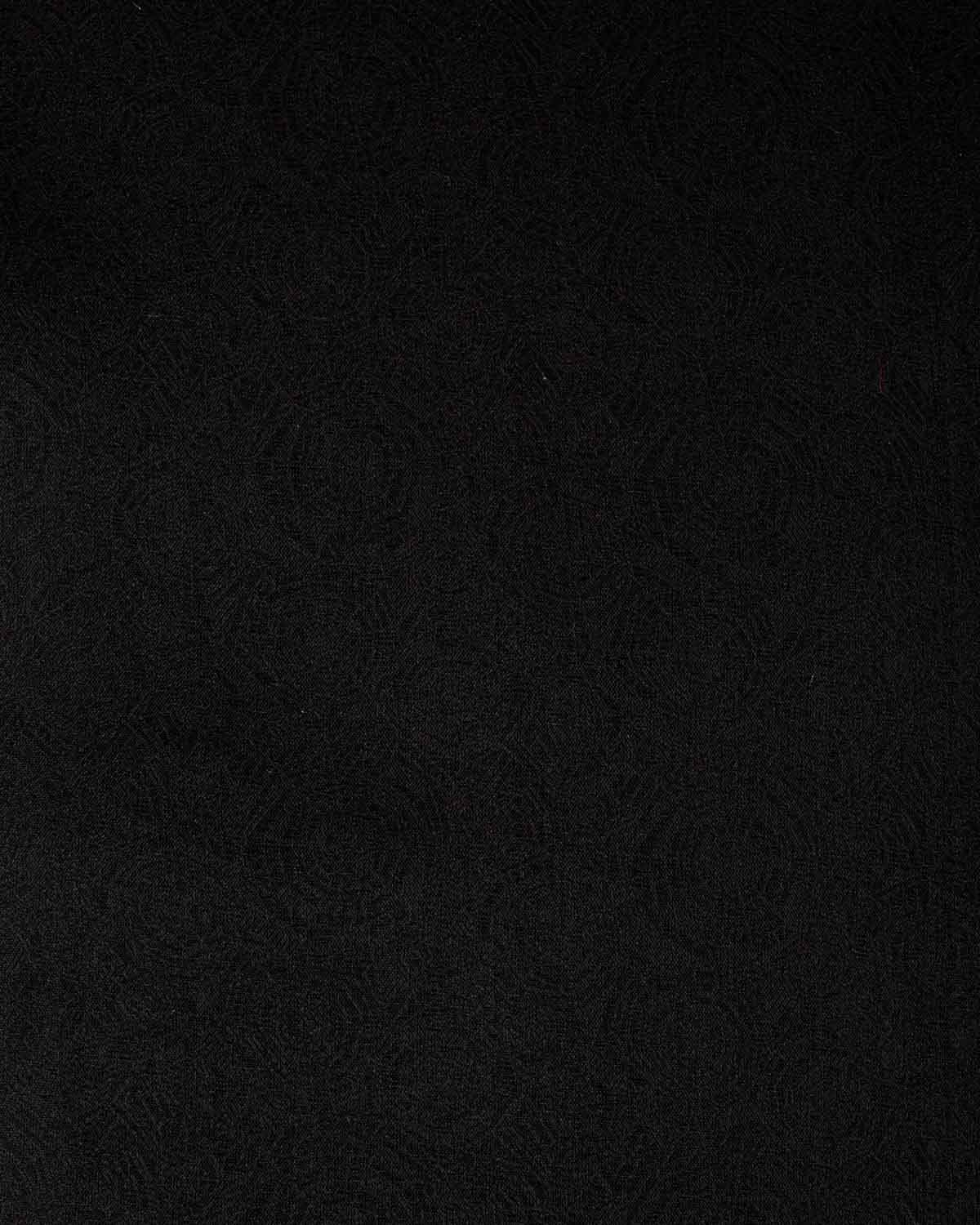 Black WATERMARK Spider Web Tanchoi Handwoven Kora Silk Banarasi Saree-HolyWeaves