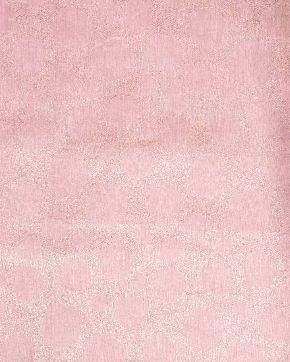 Pink Silver Zari Abstract Spherical Geometric Brocade Woven Cotton Silk Banarasi Saree