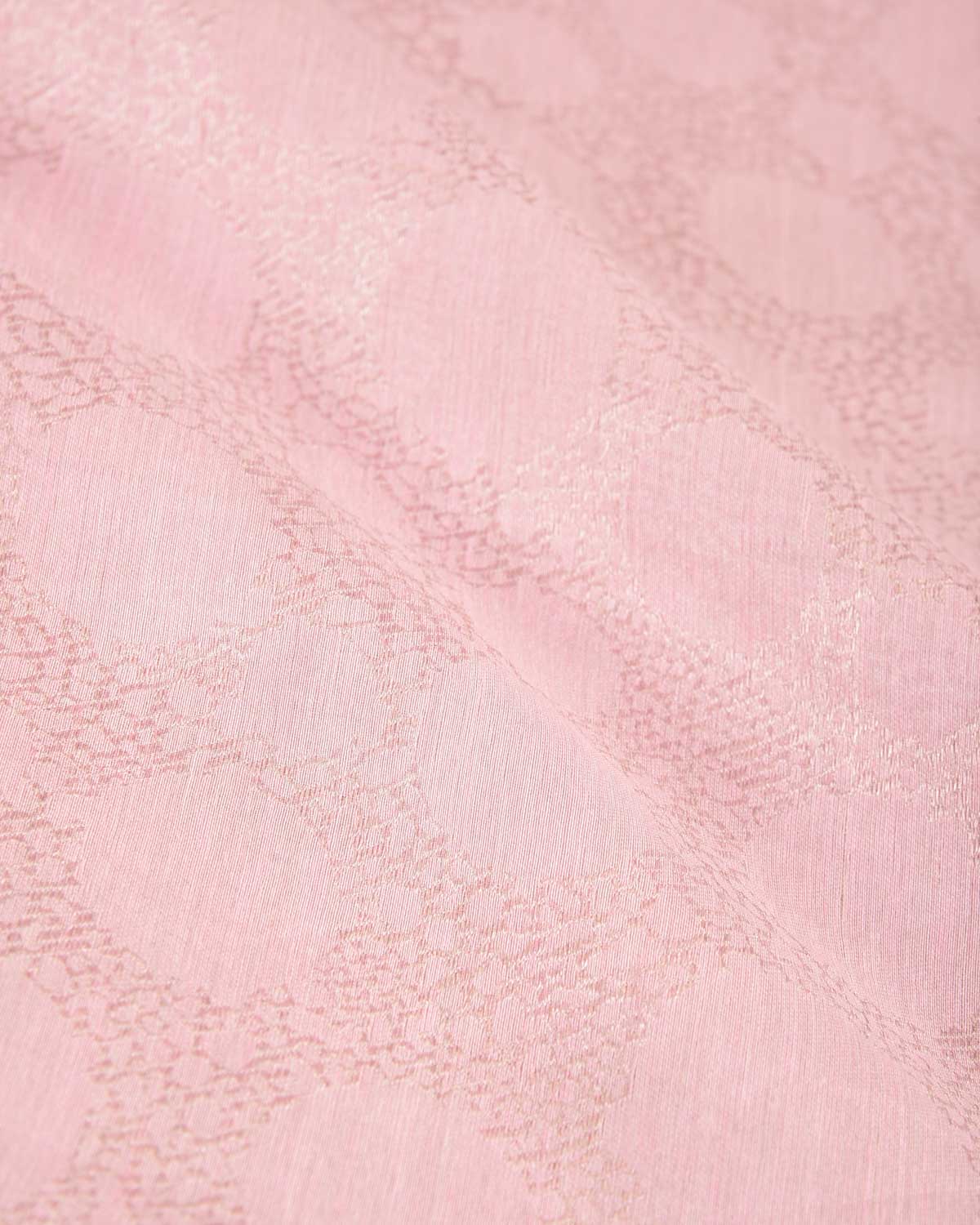Pink Silver Zari Abstract Spherical Geometric Brocade Woven Cotton Silk Banarasi Saree
