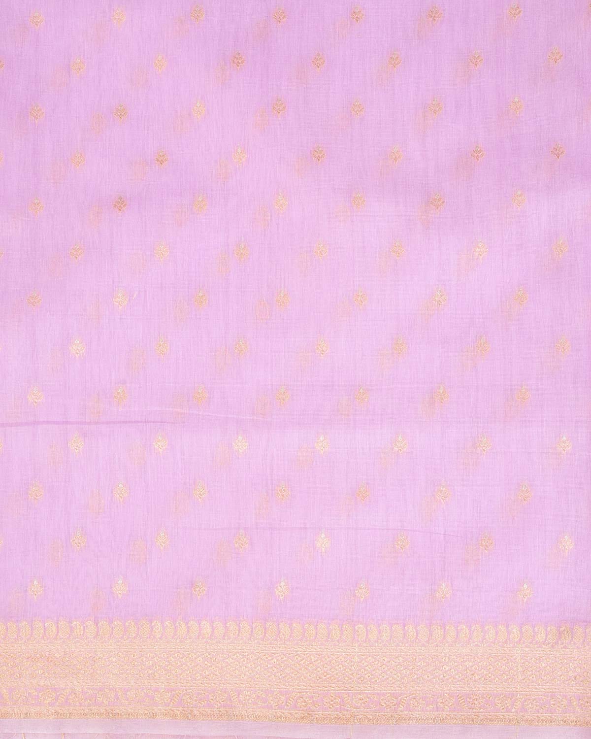 Mauve Gold & Silver Zari Buti Cutwork Brocade Woven Cotton Silk Banarasi Saree