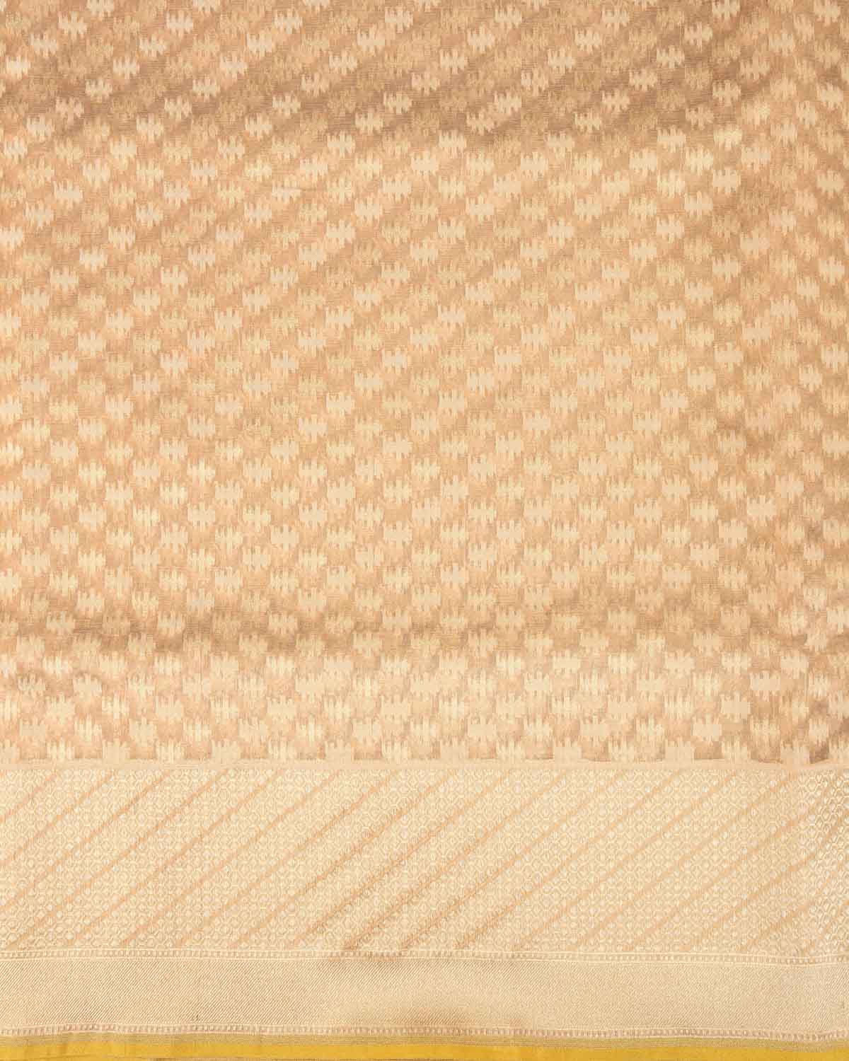 Metallic Beige Gold Zari & Resham Buti Cutwork Brocade Woven Kora Tissue Banarasi Saree