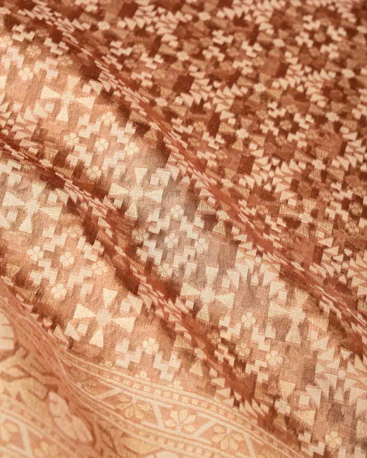 Metallic Maroon Gold Zari & Resham Patola Cutwork Brocade Woven Kora Tissue Banarasi Saree