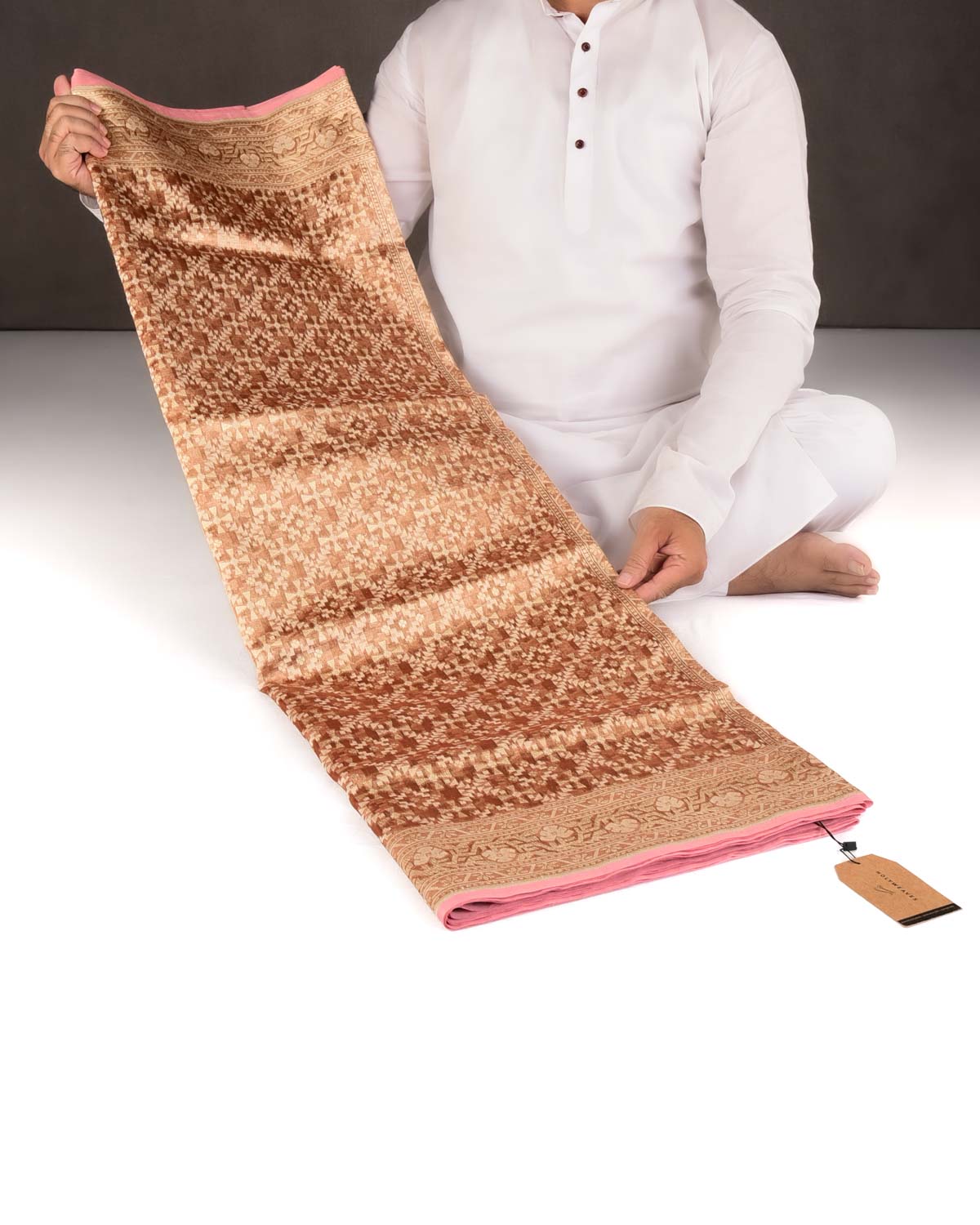 Metallic Maroon Gold Zari & Resham Patola Cutwork Brocade Woven Kora Tissue Banarasi Saree