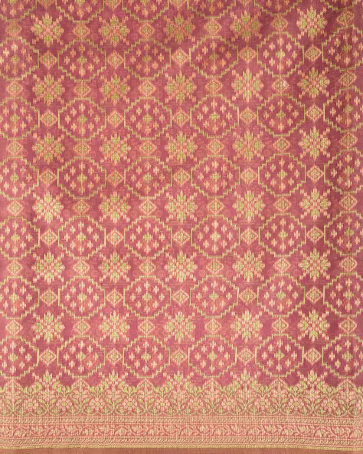 Mauve Resham Patola Cutwork Brocade Woven Art Cotton Silk Banarasi Saree-HolyWeaves