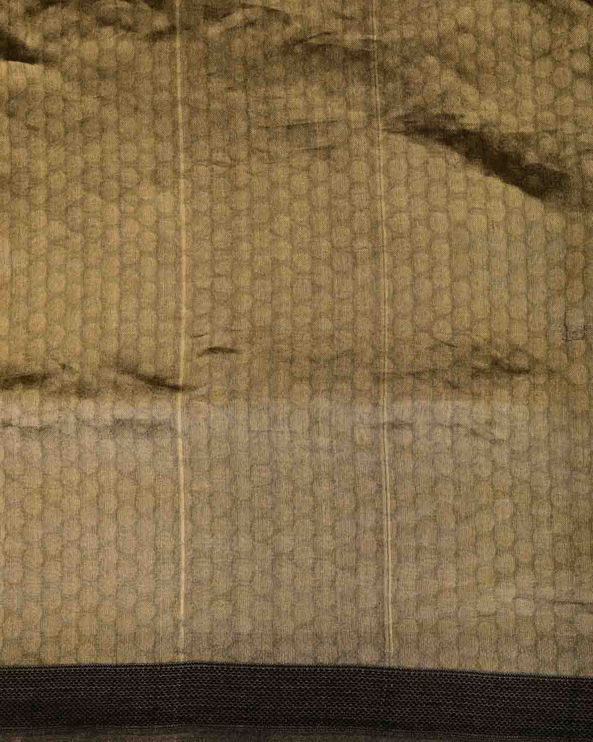Metallic Gold WATERMARK Polka Dots Tanchoi Handwoven Kora Tissue Banarasi Saree-HolyWeaves