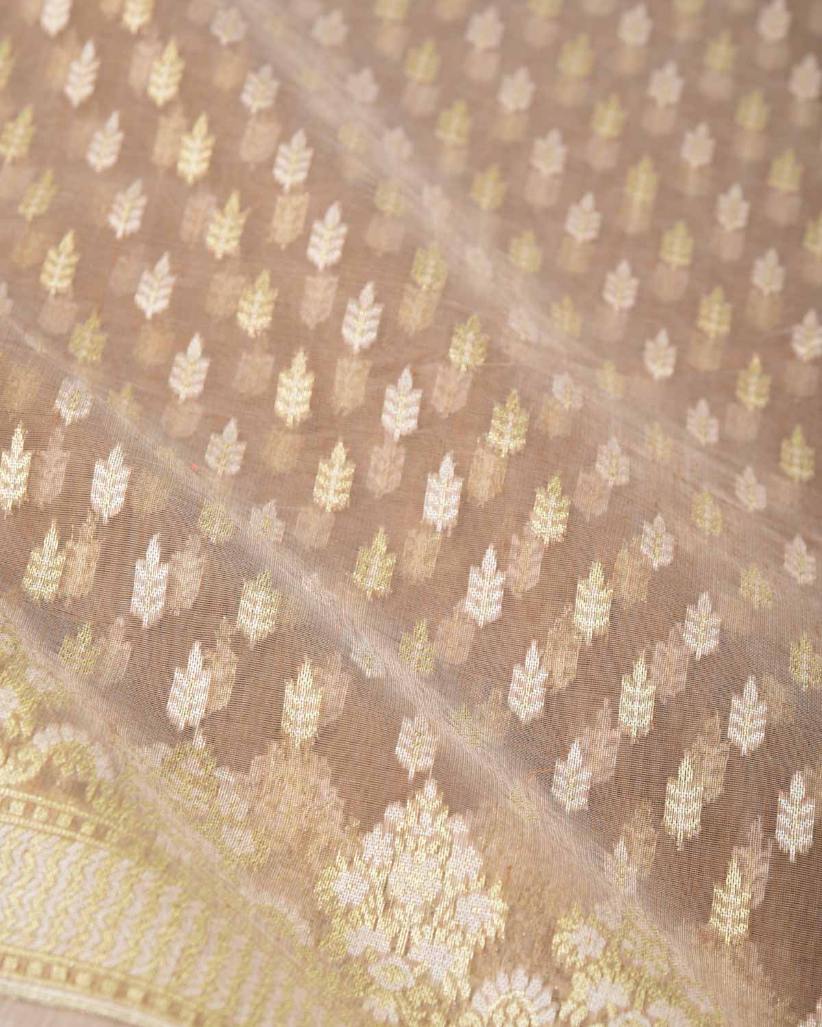 Brown Zari & Resham Buti Cutwork Brocade Woven Art Cotton Silk Banarasi Saree