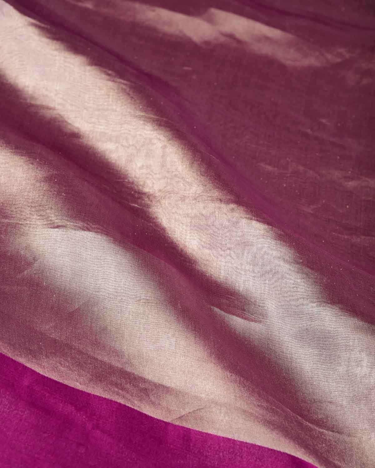 Purple Woven Kora Tissue Banarasi Saree with Satin Border-HolyWeaves