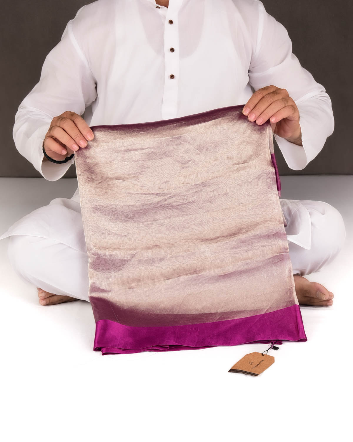 Purple Woven Kora Tissue Banarasi Saree with Satin Border