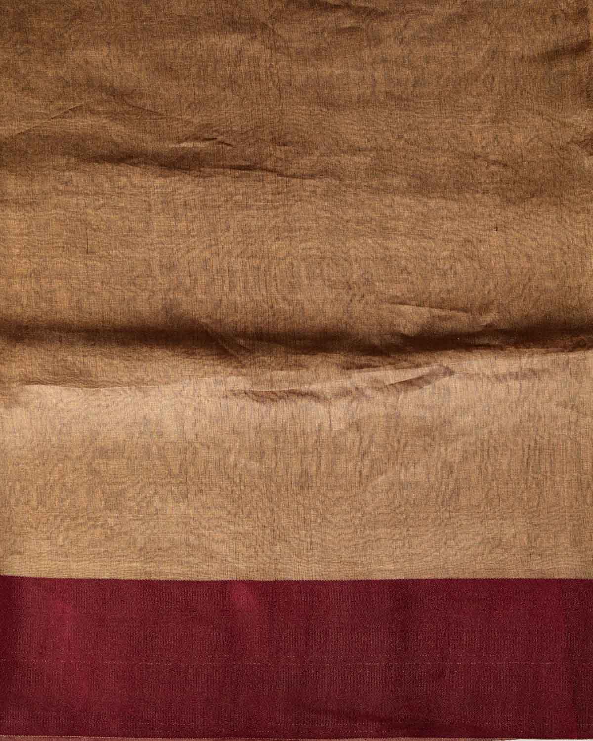 Maroon Woven Kora Tissue Banarasi Saree with Satin Border