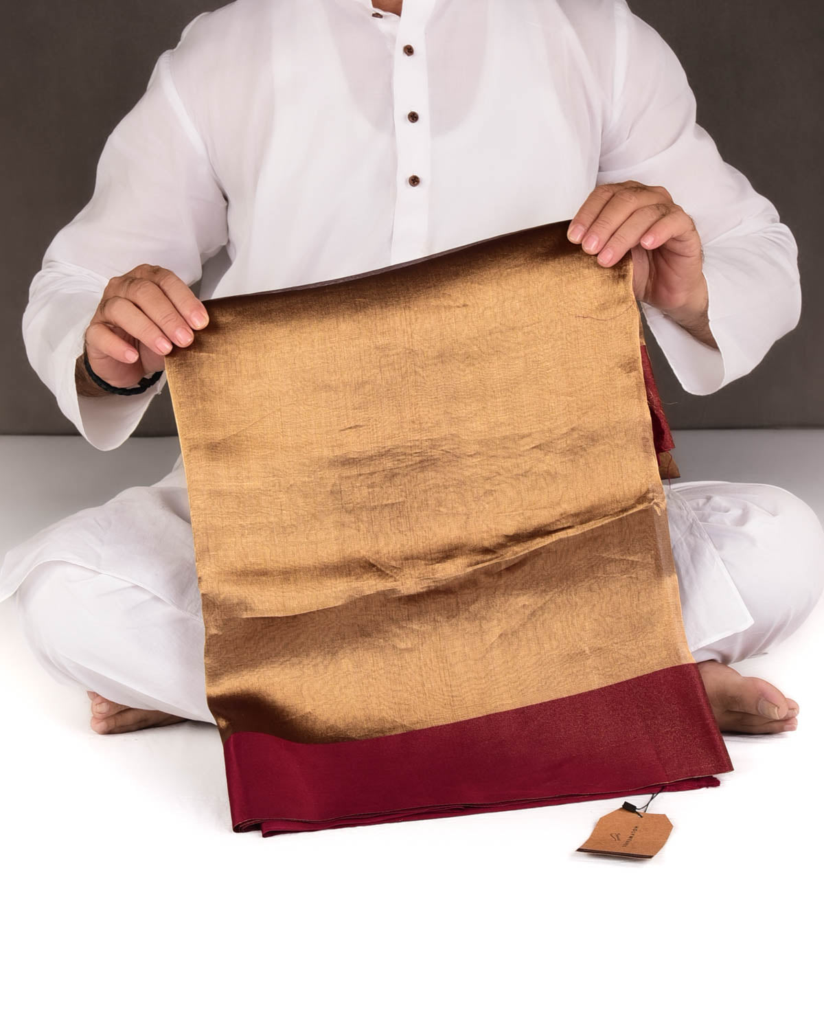 Maroon Woven Kora Tissue Banarasi Saree with Satin Border