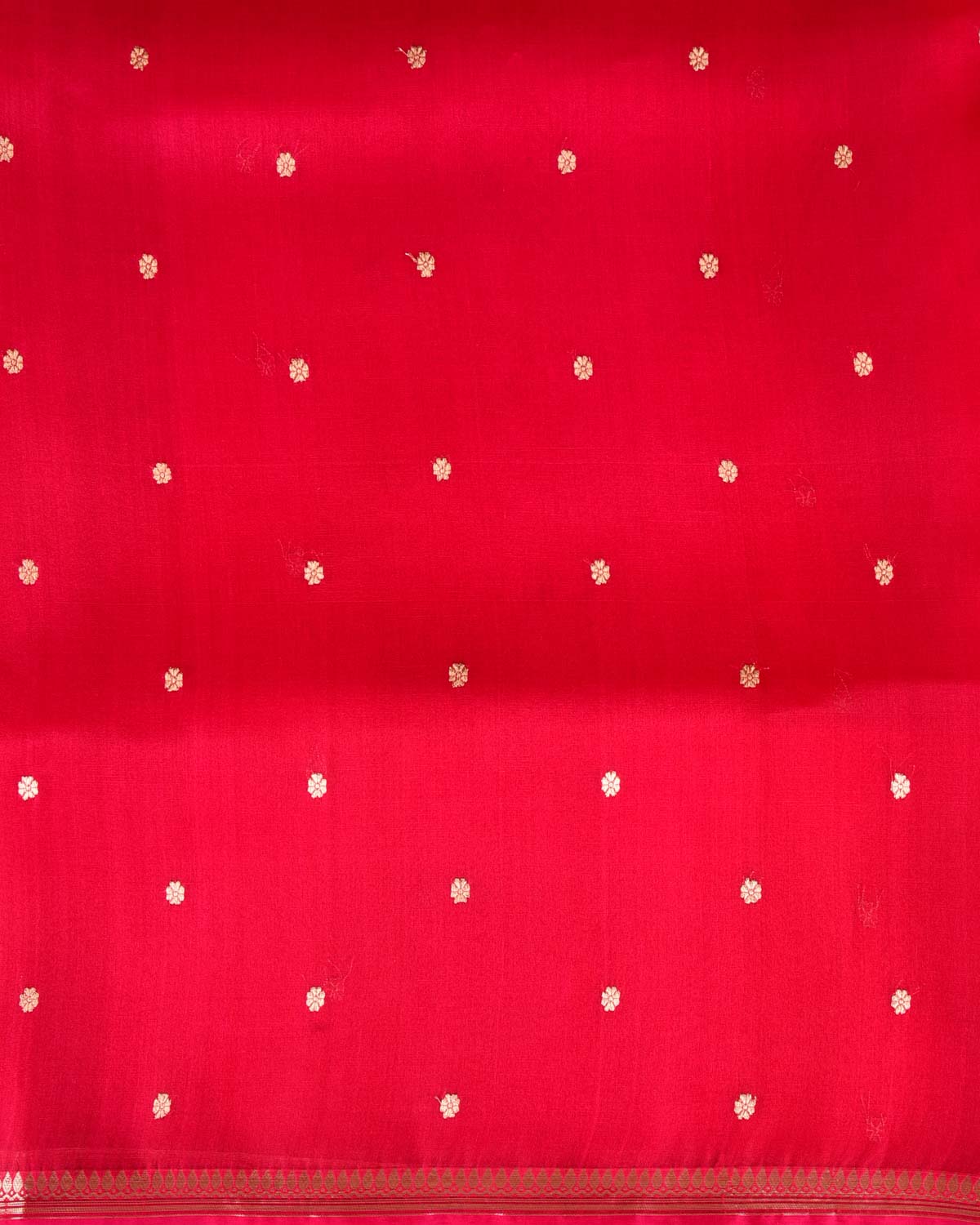 Red Gold Zari Kadhuan Buti Kadhuan Brocade Handwoven Kora Silk Banarasi Saree