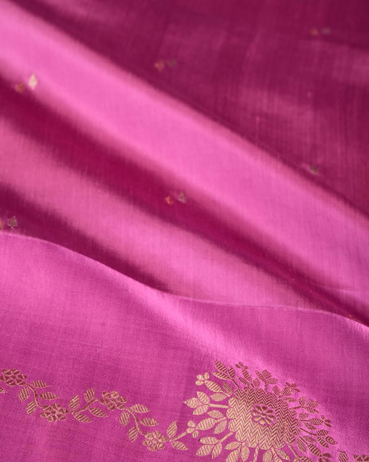 Mauve Gold & Silver Zari Brocade Kadhuan Brocade Handwoven Spun Silk Banarasi Saree-HolyWeaves