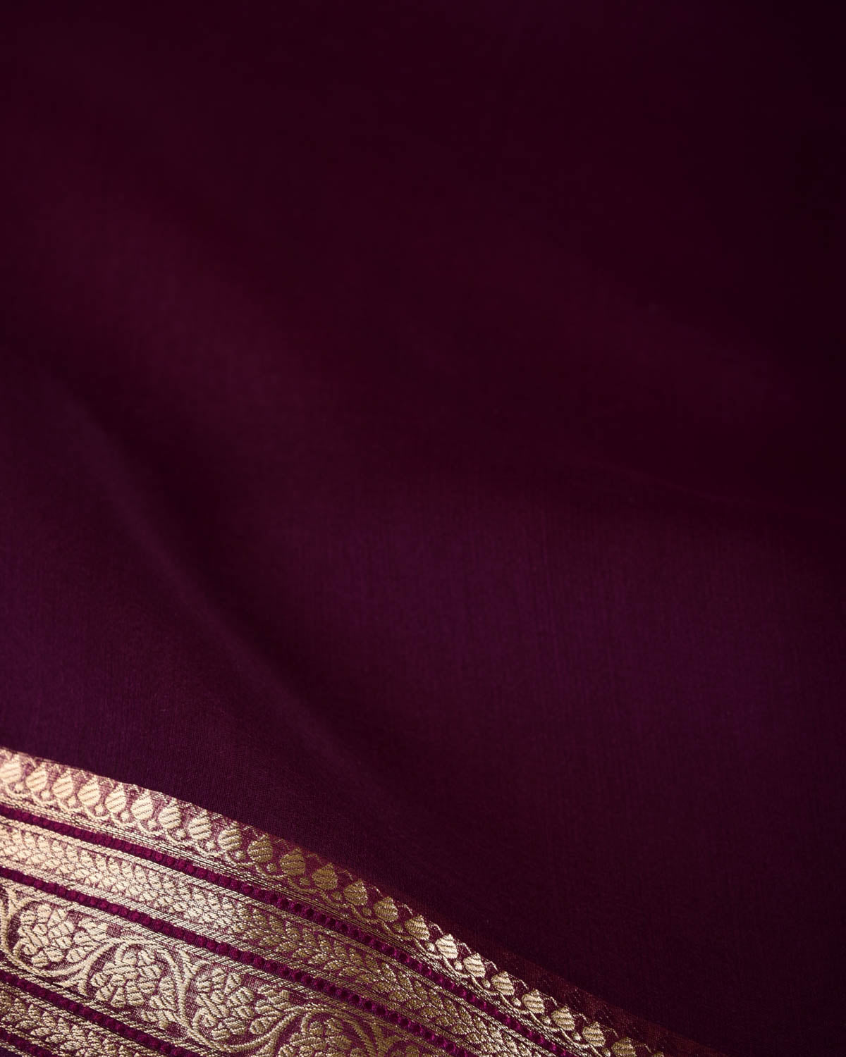 Purple Gold Zari Border Pallu Brocade Woven Kora Silk Banarasi Saree-HolyWeaves