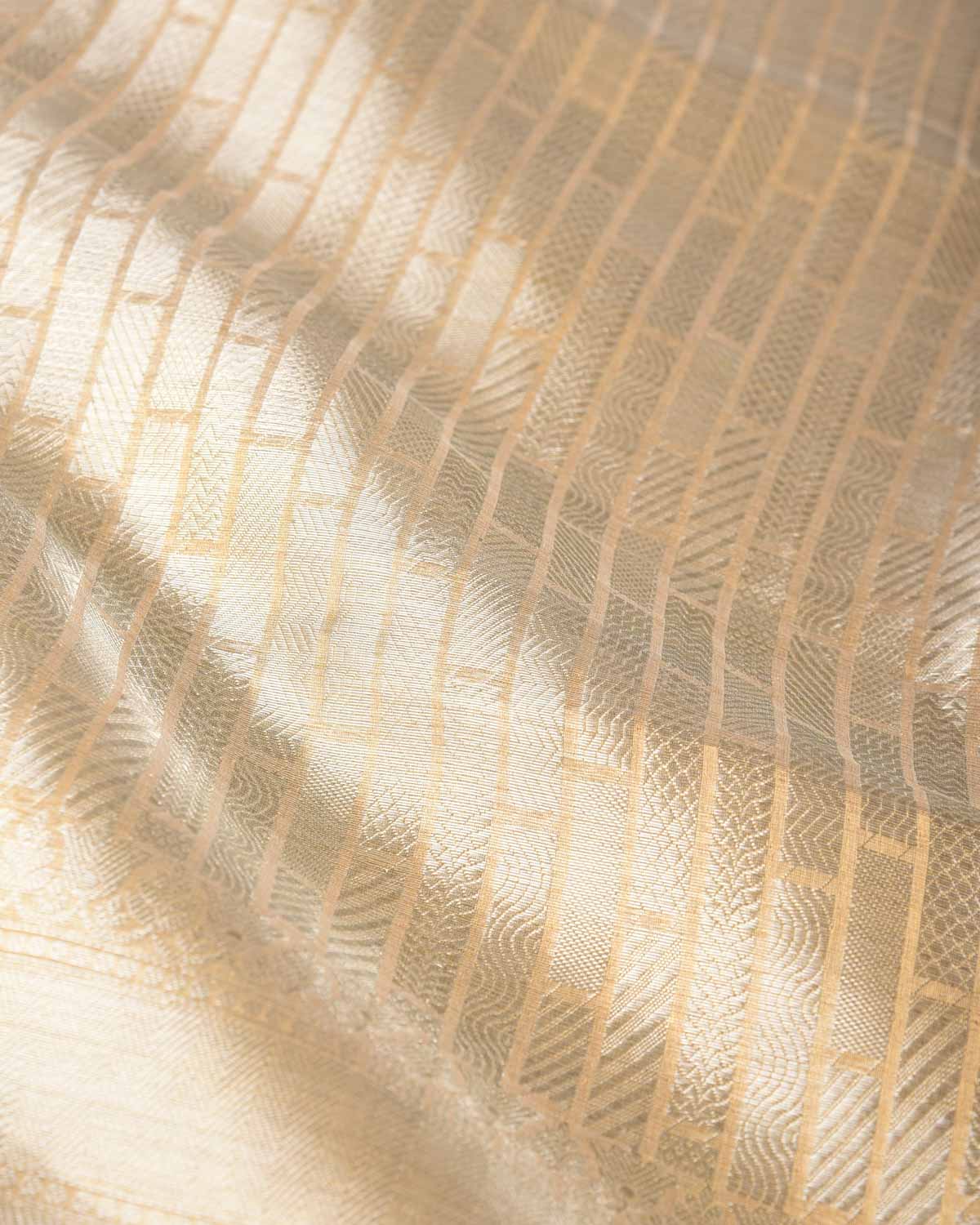 Metallic Gold Silver Zari Stripes Brocade Woven Kora Tissue Banarasi Saree