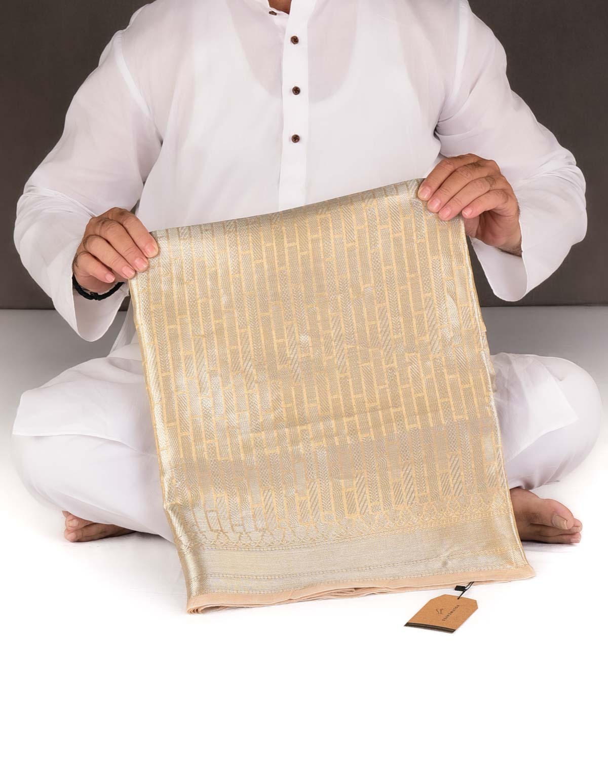 Metallic Gold Silver Zari Stripes Brocade Woven Kora Tissue Banarasi Saree