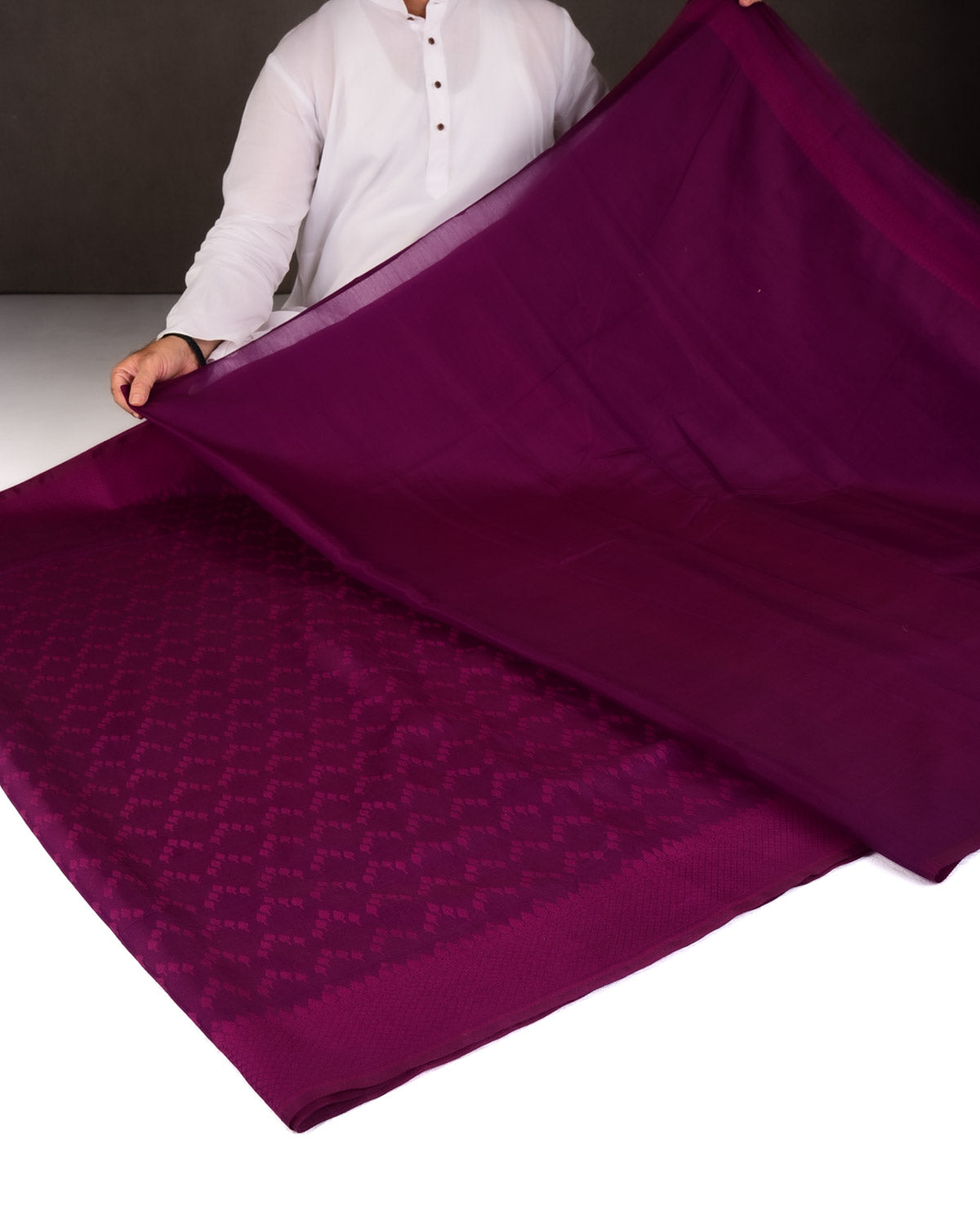 Purple Self Buti Cutwork Brocade Woven Art Cotton Silk Banarasi Saree-HolyWeaves