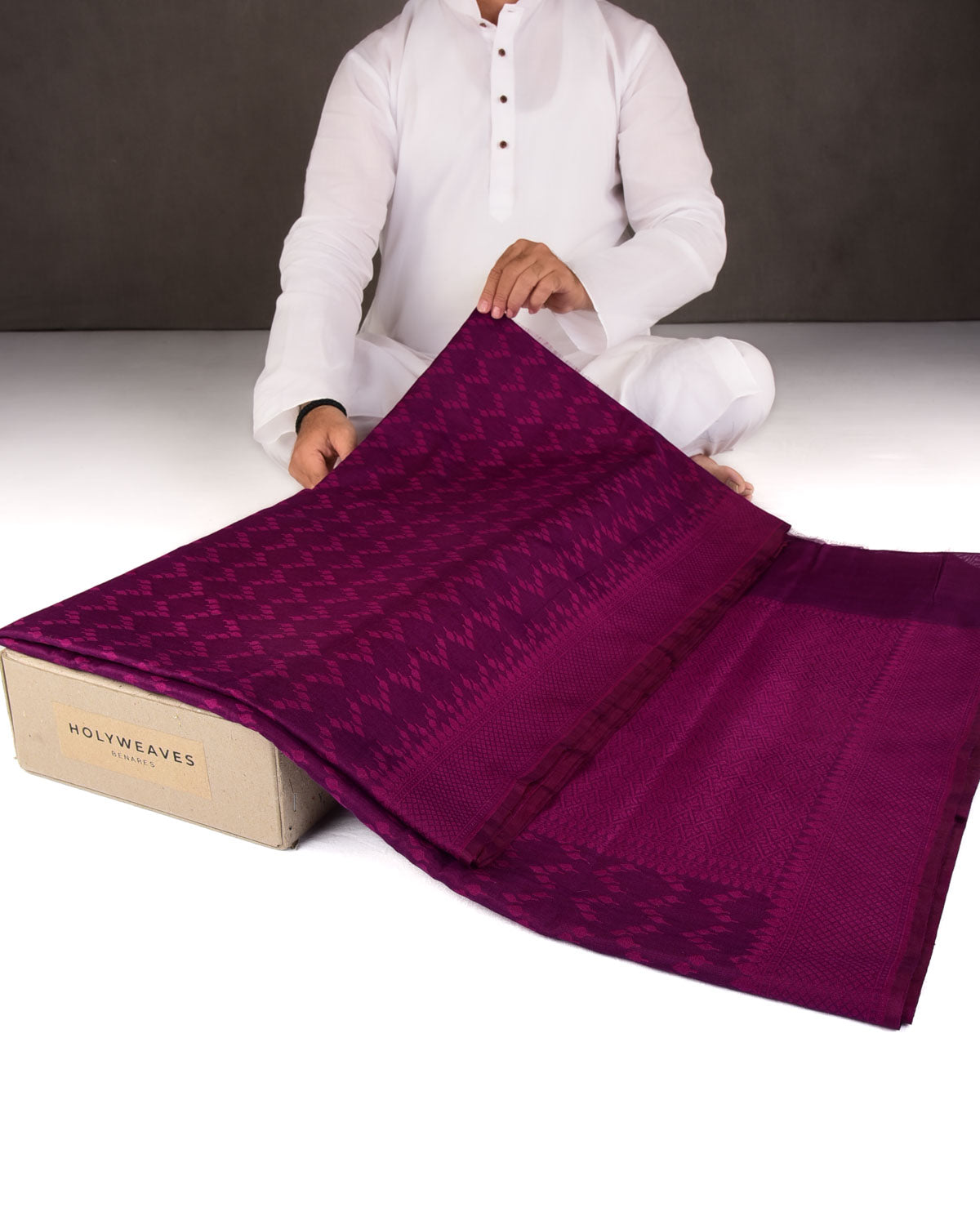 Purple Self Buti Cutwork Brocade Woven Art Cotton Silk Banarasi Saree-HolyWeaves