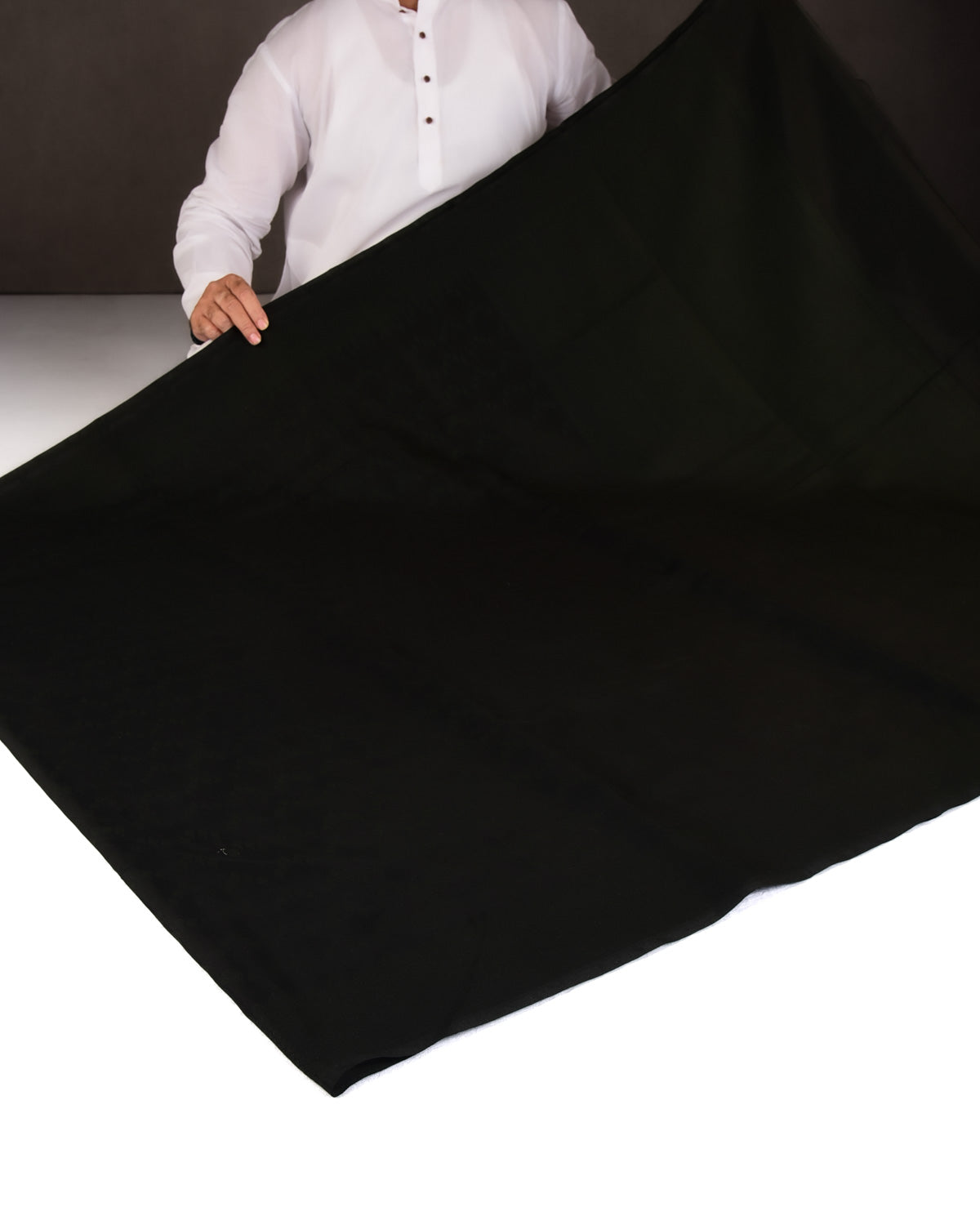 Black Self Buti Cutwork Brocade Woven Art Cotton Silk Banarasi Saree-HolyWeaves