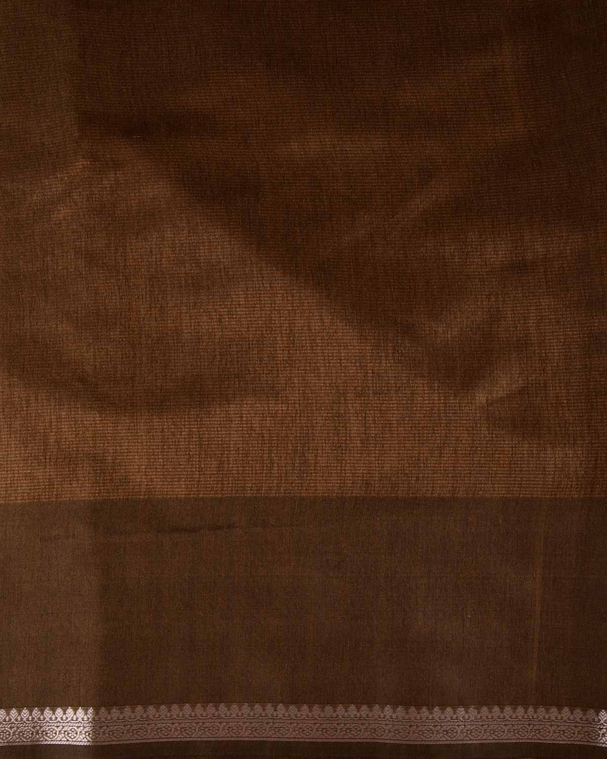 Textured Brown Gold Zari Border Pallu Cutwork Brocade Woven Poly Dupion Banarasi Saree