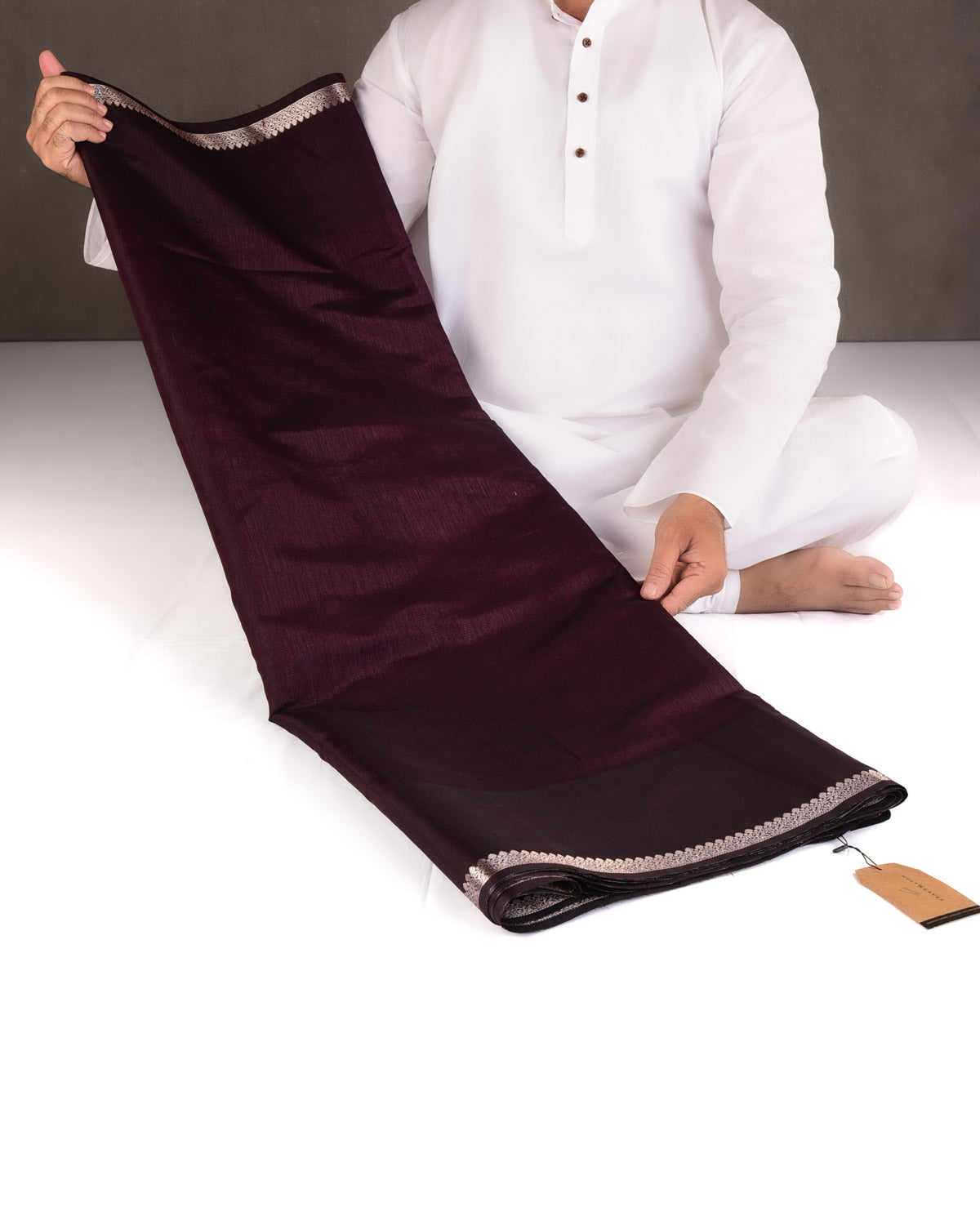 Textured Maroon Gold Zari Border Pallu Cutwork Brocade Woven Poly Dupion Banarasi Saree