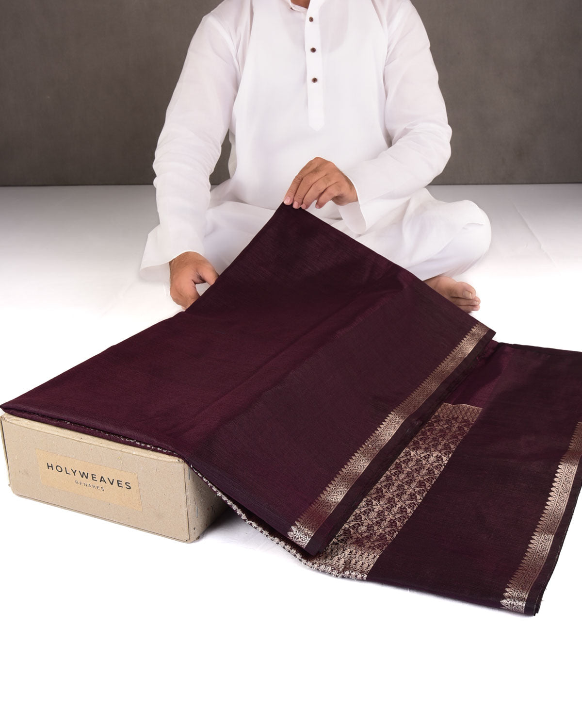 Textured Maroon Gold Zari Border Pallu Cutwork Brocade Woven Poly Dupion Banarasi Saree