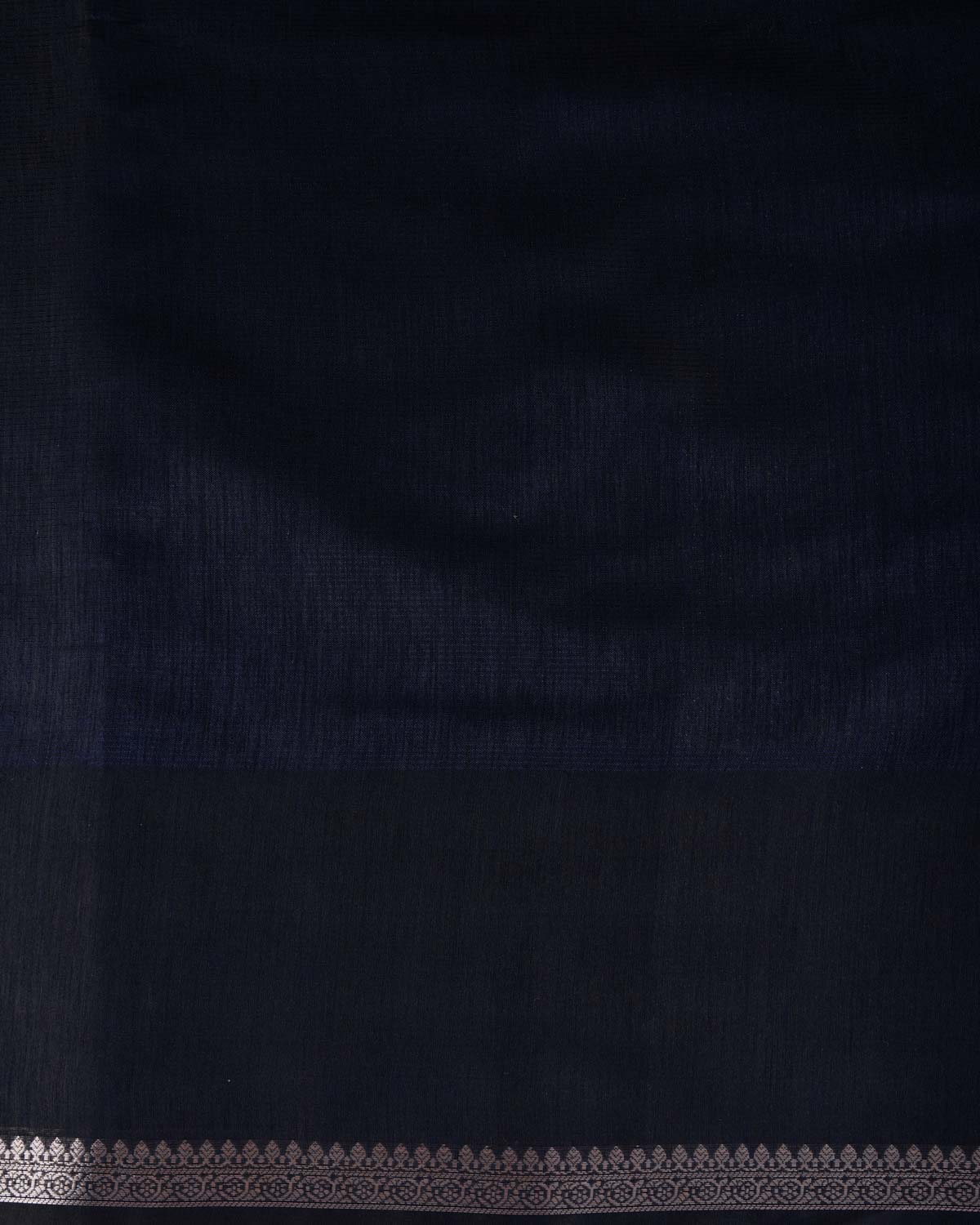 Textured Navy Blue Gold Zari Border Pallu Cutwork Brocade Woven Poly Dupion Banarasi Saree