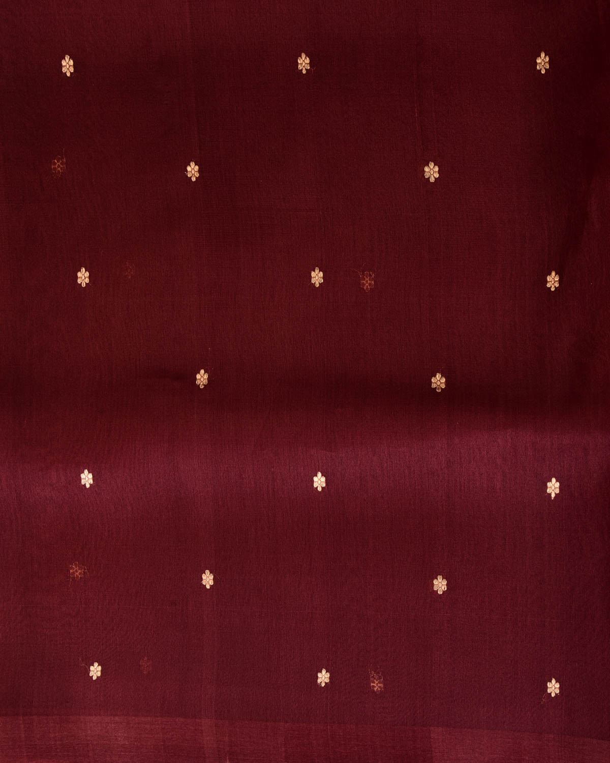 Mahogany Gold Zari Buti Kadhuan Brocade Handwoven Kora Silk Banarasi Saree