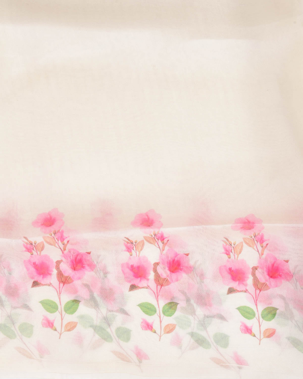 White Azalea Printed Kora Silk Saree