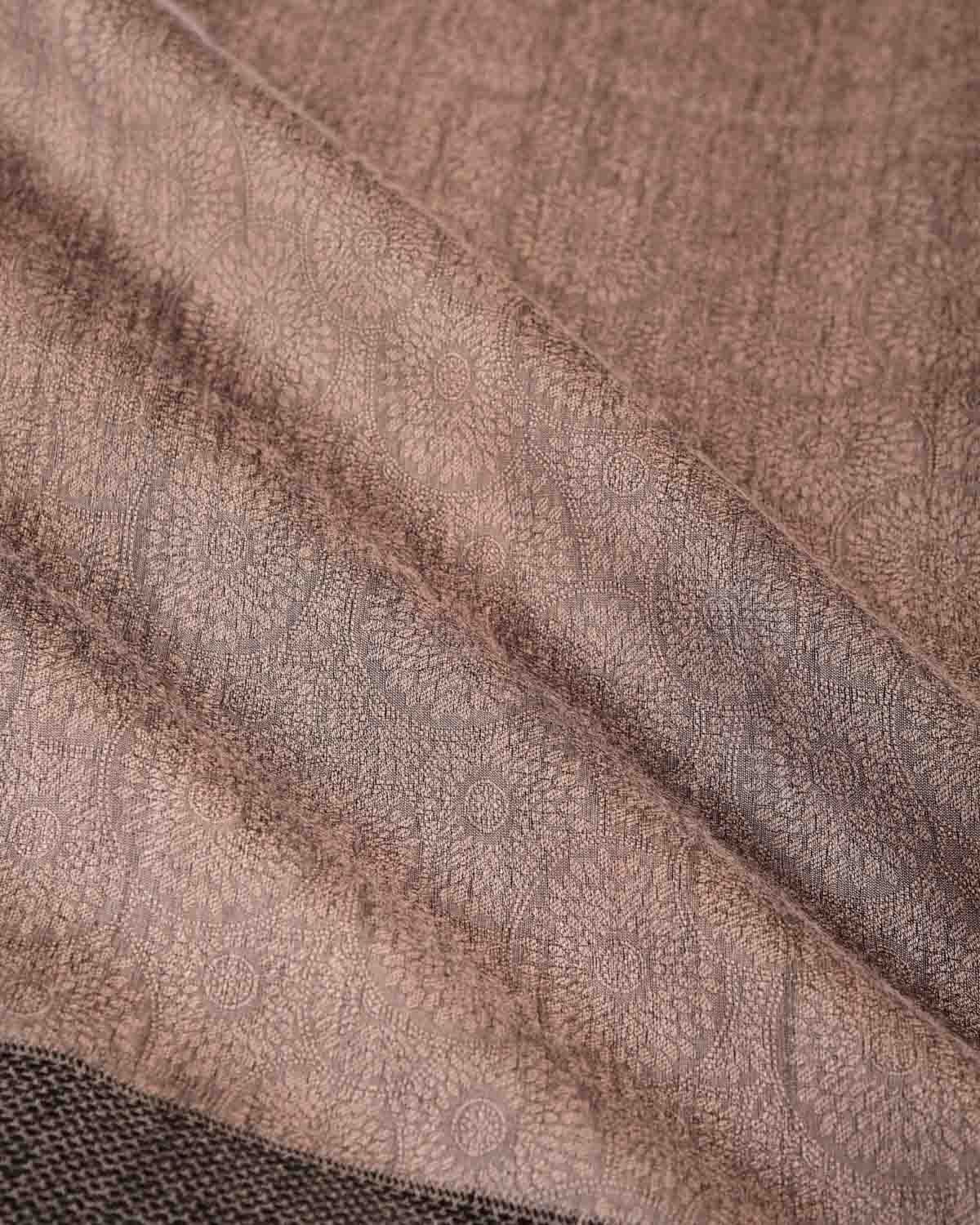 Rosy Brown Chakri Tanchoi Woven Muga Silk Banarasi Saree-HolyWeaves