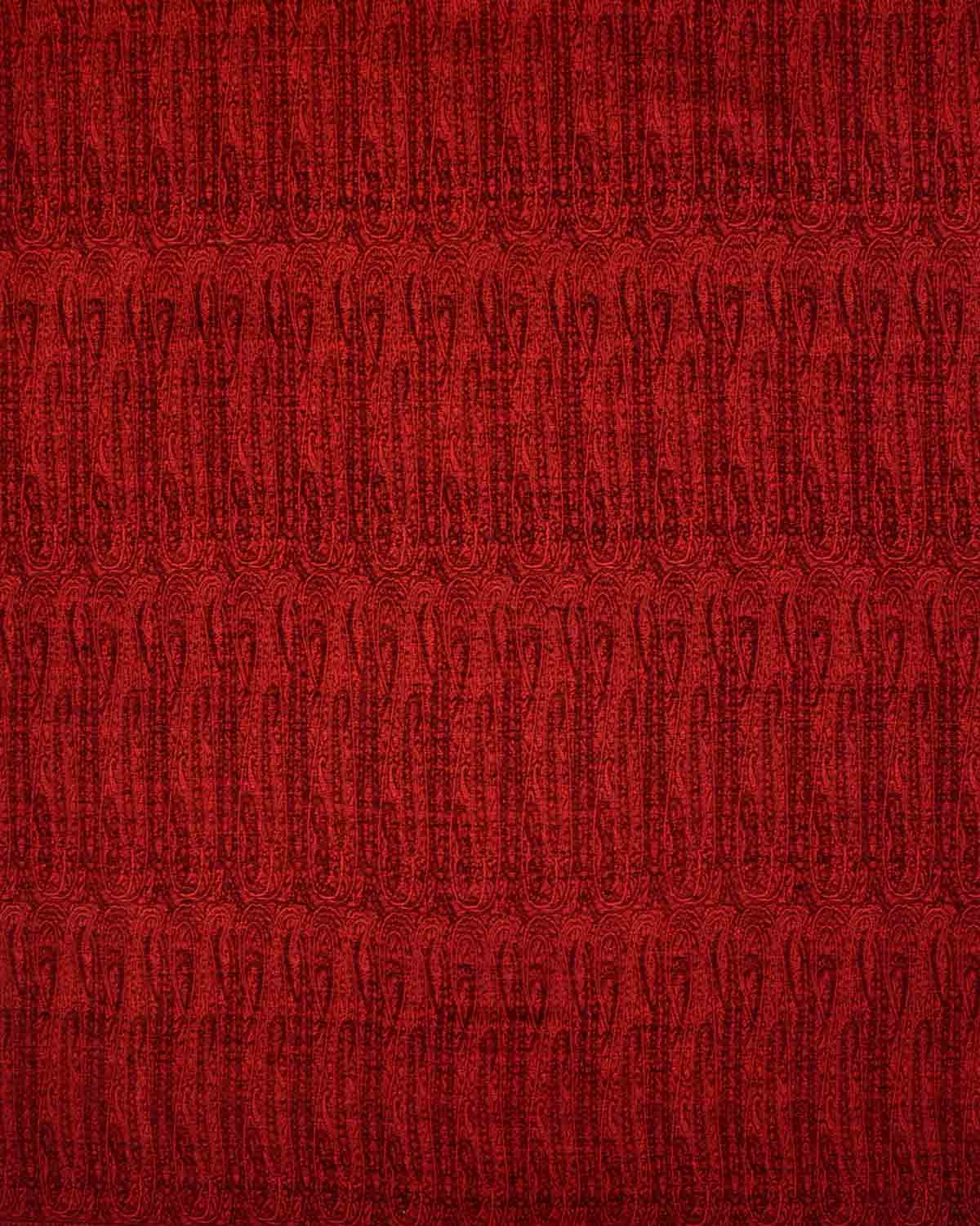 Red Banarasi Jamawar Handwoven Silk Wool Shawl-HolyWeaves