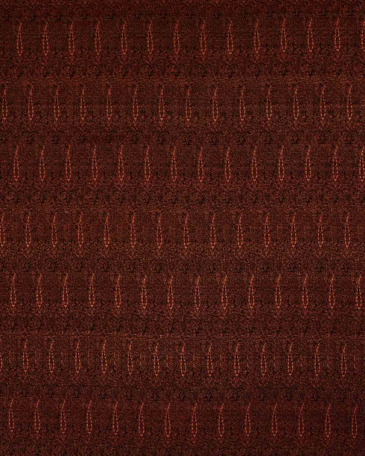 Rust Banarasi Jamawar Handwoven Silk Wool Shawl-HolyWeaves