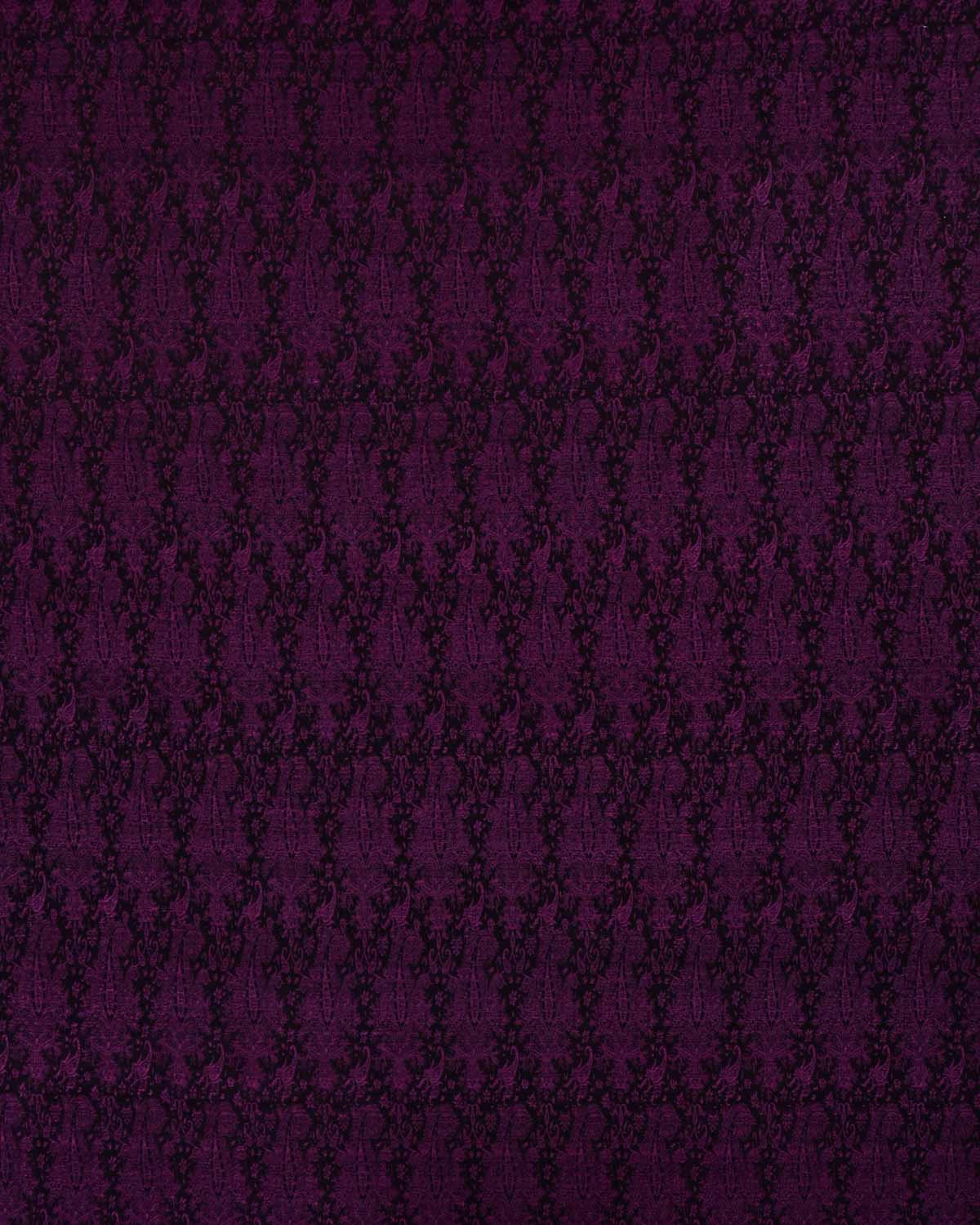 Purple Banarasi Jamawar Handwoven Silk Wool Shawl-HolyWeaves