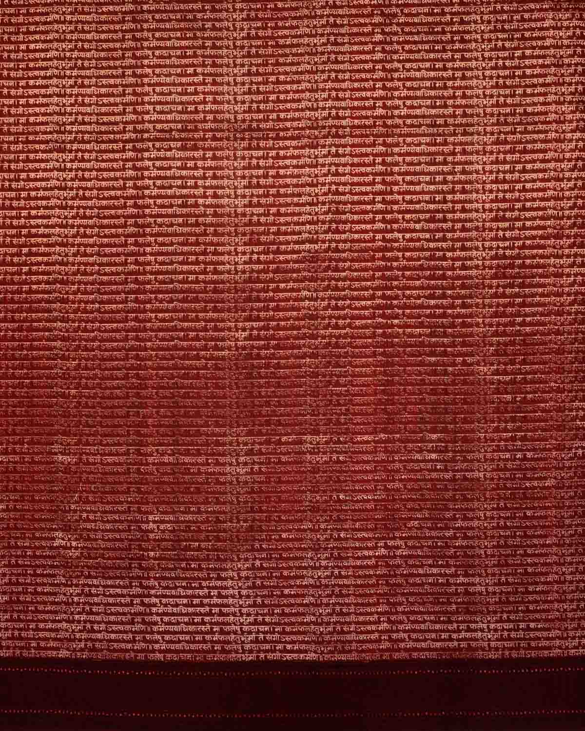 Maroon Banarasi Gold Zari Geeta Shlok 2.47 Brocade Handwoven Silk Wool Shawl-HolyWeaves