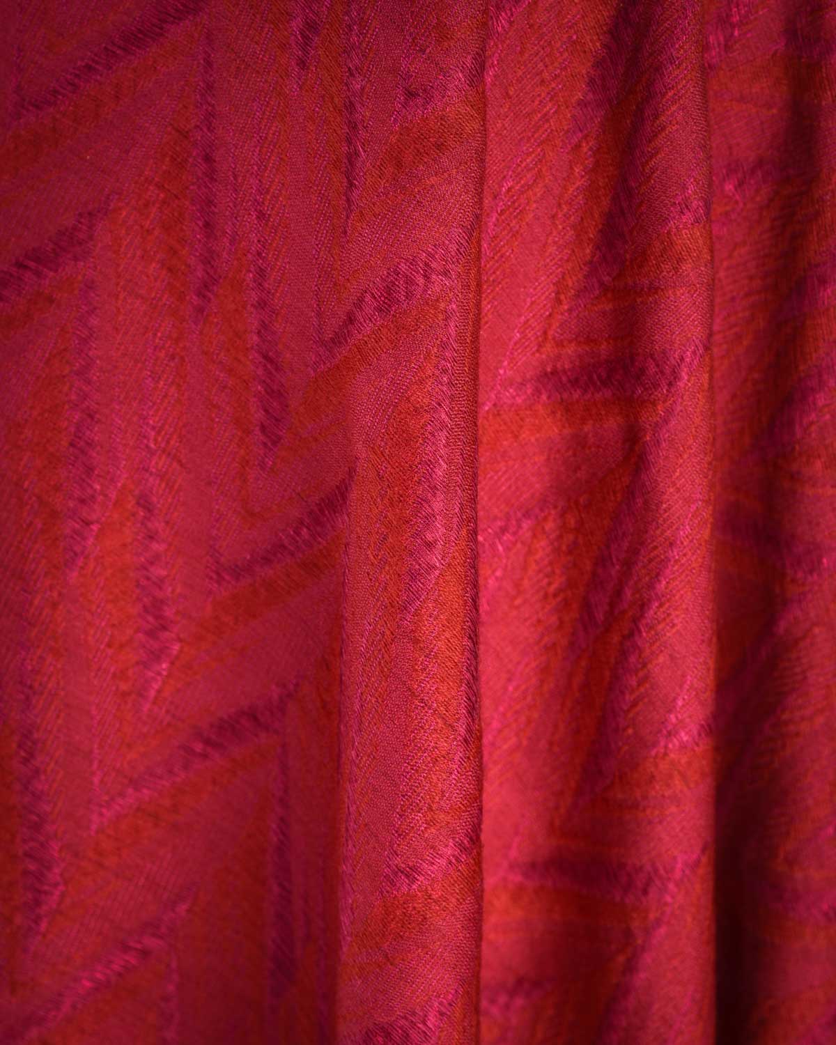 Shot Red-Pink Contemporary Glitch Chevron Tanchoi Handwoven Silk Wool Unisex Dress Shawl-HolyWeaves