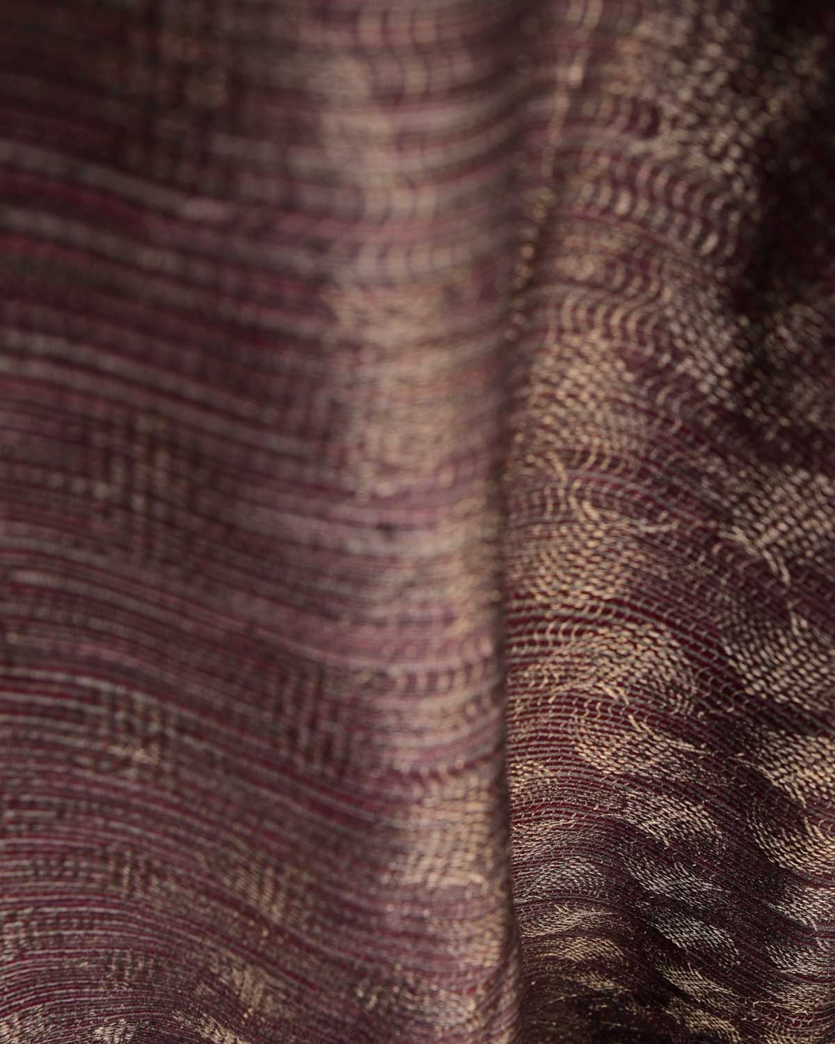 Variegated Maroon Oceanic Pisces Gold Zari Brocade Handwoven Silk Wool Unisex Dress Shawl-HolyWeaves