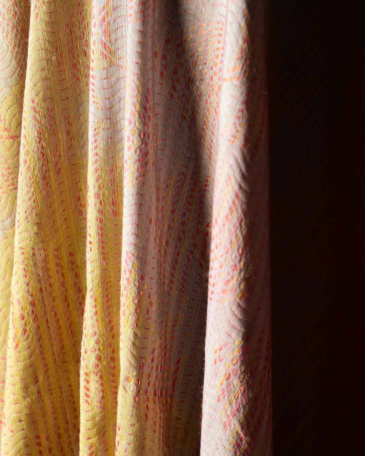 Ombre Metallic Multi-color Oceanic Pisces Gold Zari Brocade Handwoven Silk Wool Unisex Dress Shawl-HolyWeaves