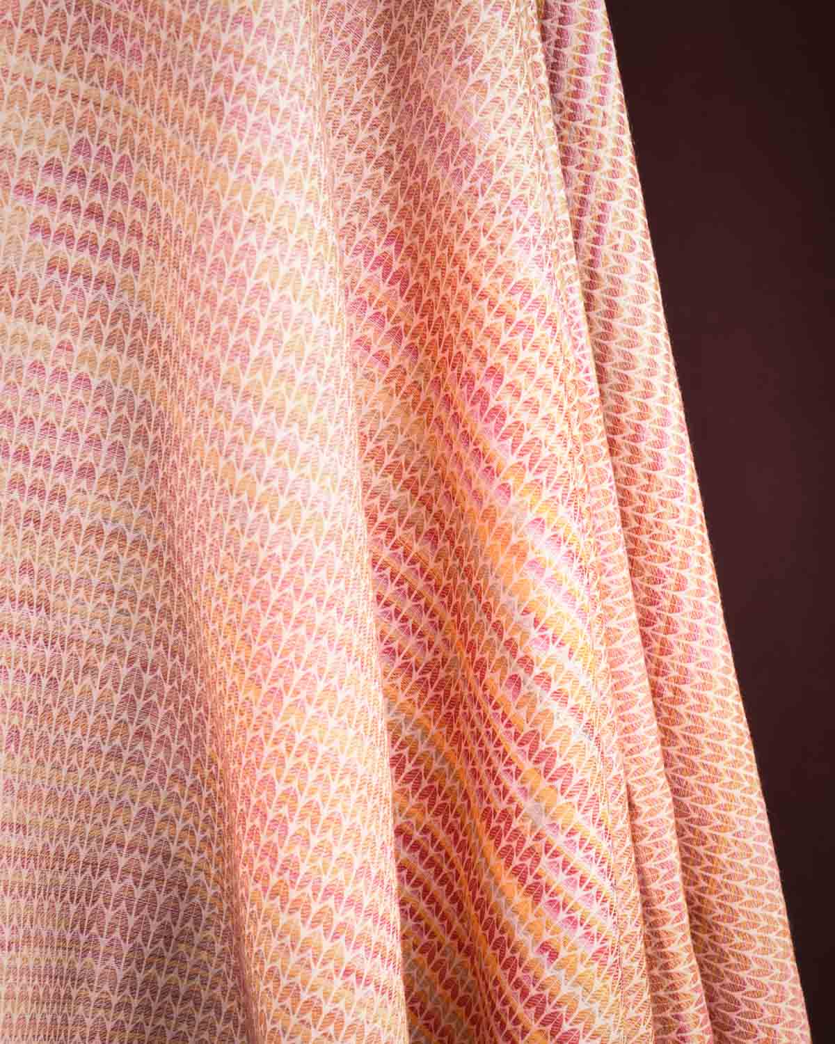 Variegated Multi-color Herringbone Brocade Handwoven Silk Wool Unisex Dress Shawl-HolyWeaves