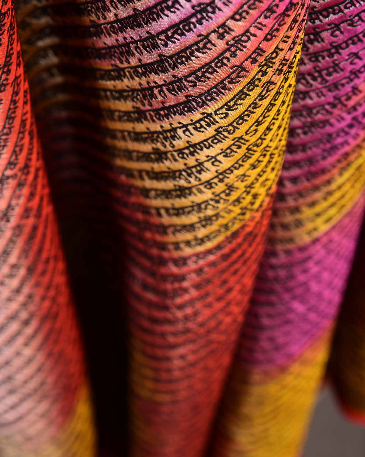 Ombre Metallic Multi-color Silver Zari Geeta Shlok 2.47 Brocade Handwoven Silk Wool Unisex Dress Shawl-HolyWeaves