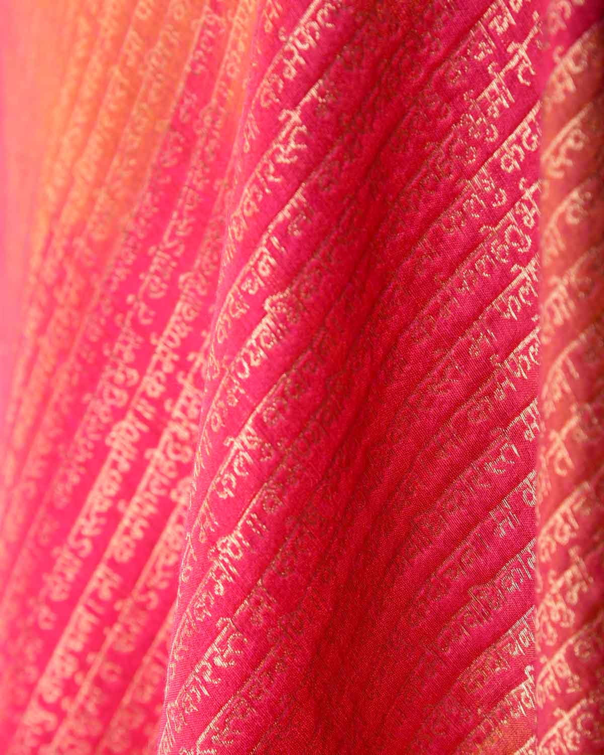 Ombre Multi-color Antique Zari Geeta Shlok 2.47 Brocade Handwoven Silk Wool Unisex Dress Shawl-HolyWeaves